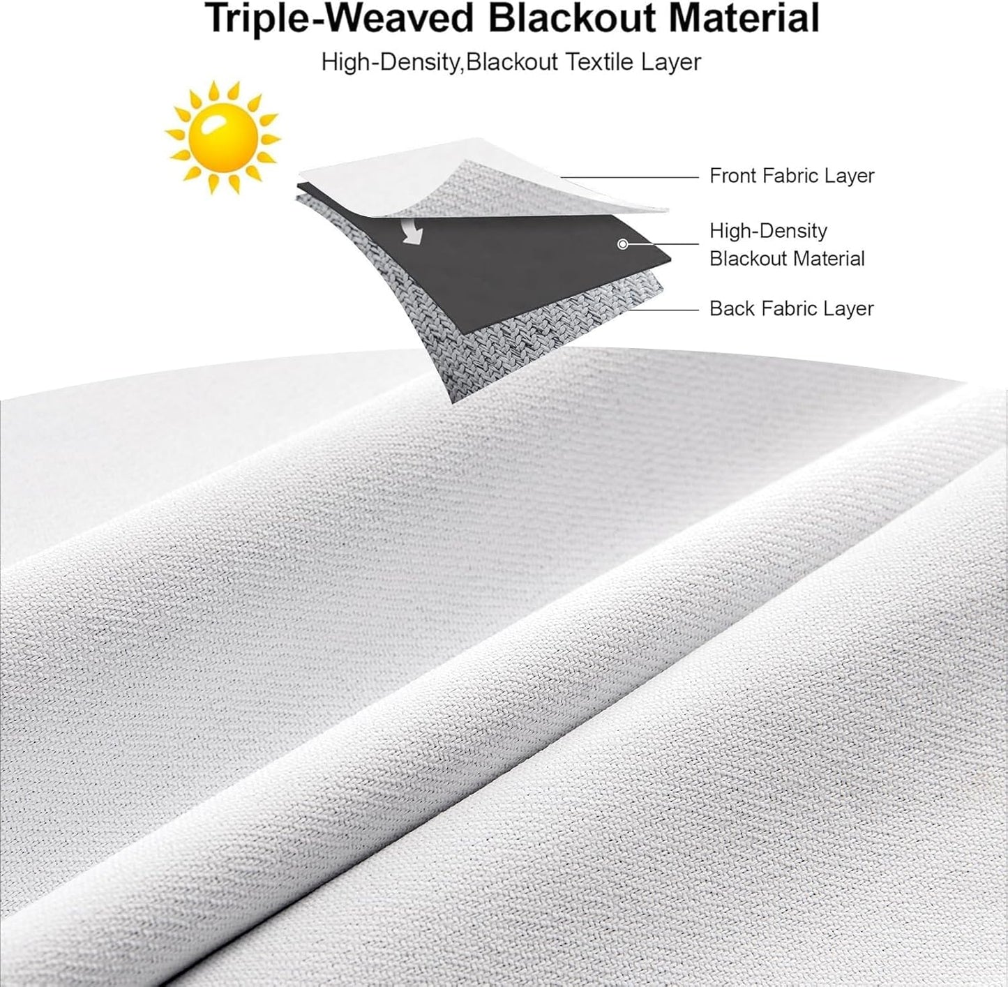 Joydeco Faux Linen Blackout Curtains for Bedroom,White Blackout Curtains 120 inches Long,100% Blackout Solid Thermal Insulated Window Drapes Luxury Decor for Living Room（W52xL120 Inch,White）