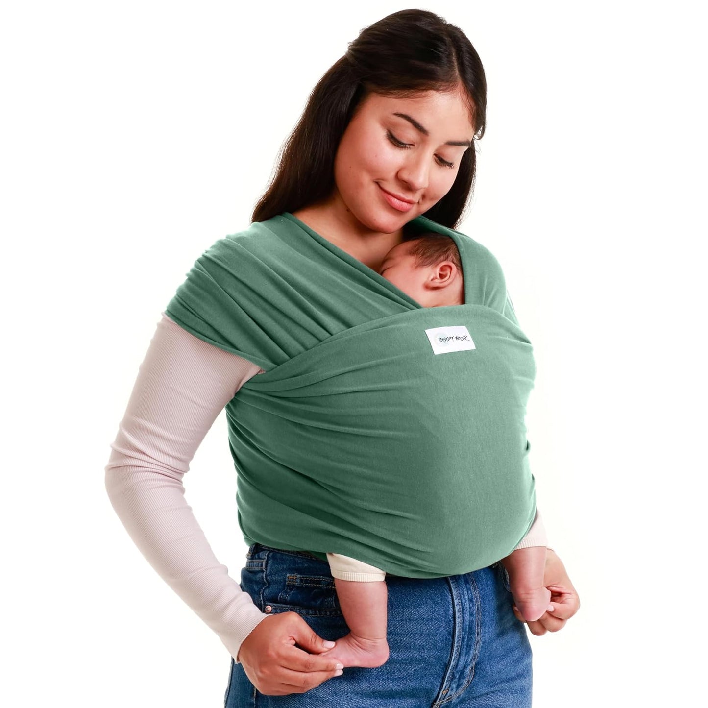Sleepy Wrap Stretchy Ergonomic Baby Carrier Sling for Newborns to Toddlers - Hands-Free Lightweight Baby Wrap 7-35 lbs (Sage Green)