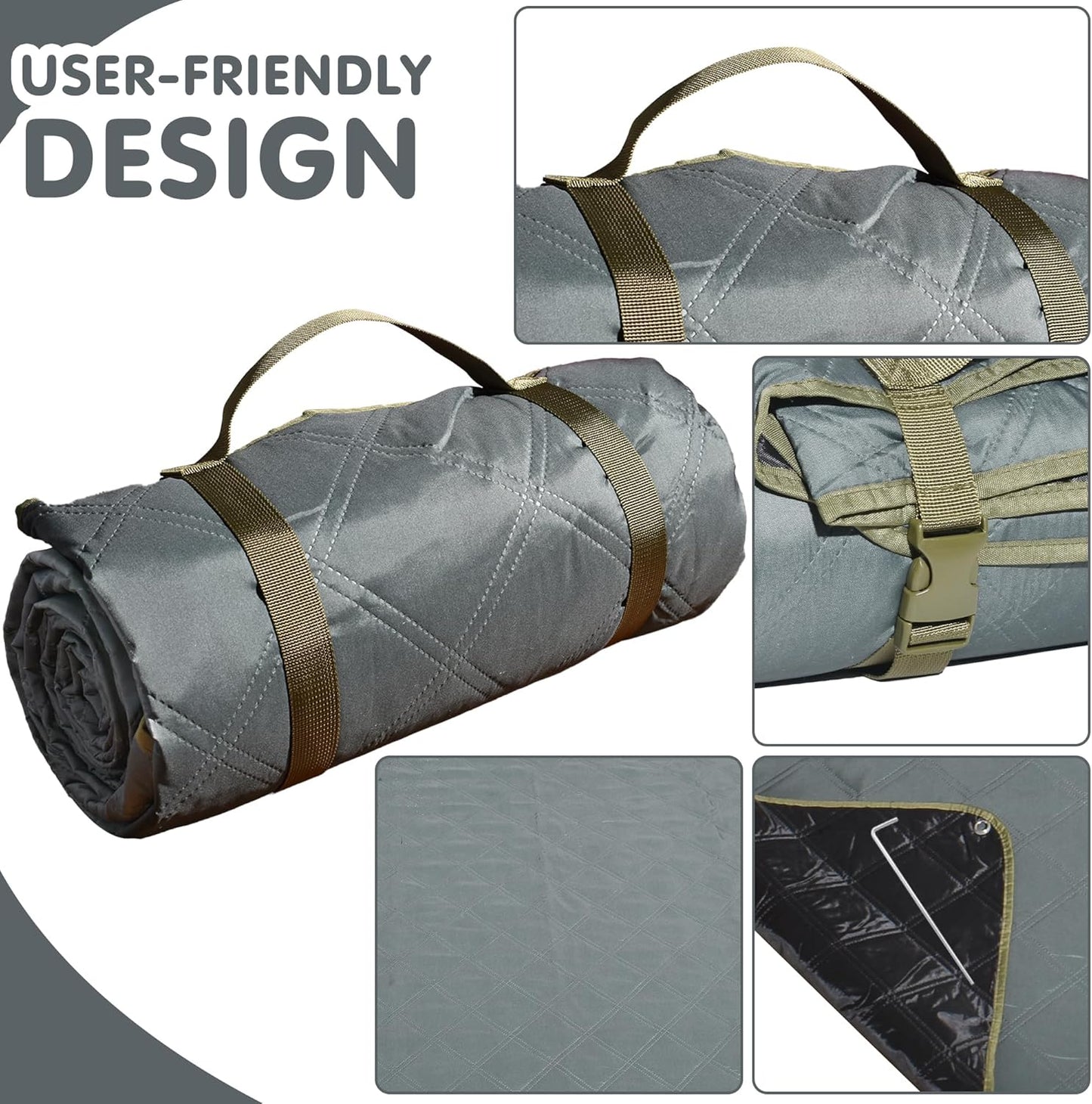Waterproof Picnic Blanket 80 * 80 in Portable with Carry Strap for Beach Mat or Family Outdoor Camping Party, Park Blanket for Grass Park, Hiking, Travel