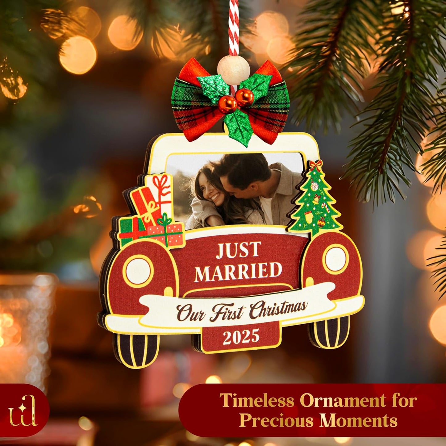 Our First Christmas Married Ornament 2025- Just Married Ornaments 2025, Wedding Ornament 2025, Unique Wedding Gifts for Couples 2025, 1st Newlywed Christmas Ornaments 2025