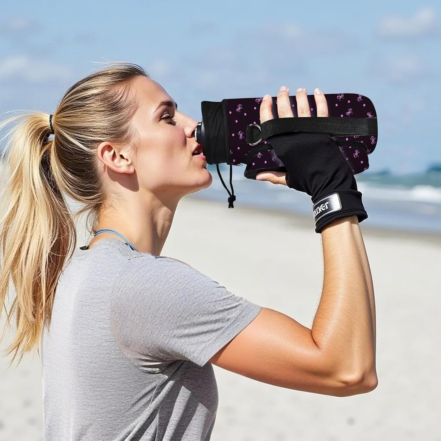 icolor Water Bottle Carrier Bag with Strap 25/32/40 oz Crossbody Bottle Holder with Phone Pocket Sling Sleeve Insulated Neoprene Water Bottle Pouch for Walking Travelling