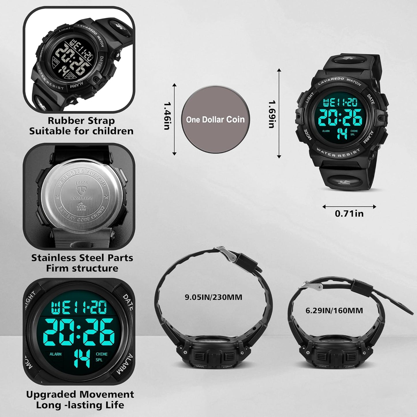 Kids Watch,Boys Watch for 3-15 Year Old Boys,Digital Sport Outdoor Multifunctional Chronograph LED 50 M Waterproof Alarm Calendar Analog Watch for Children with Silicone Band,Kids Gift