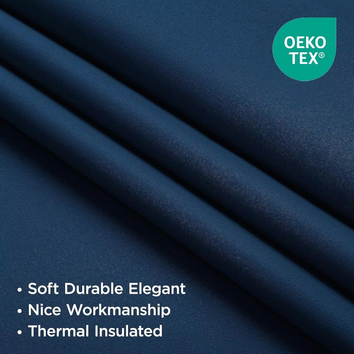 Joydeco 72 Inch Blackout Curtains for Bedroom, Thermal Insulated Black Out Curtains 2 Panels Set, Room Darkening Drapes for Living Room Window Rod Pocket Back Tab (W52 x L72 Inch, Navy Blue)