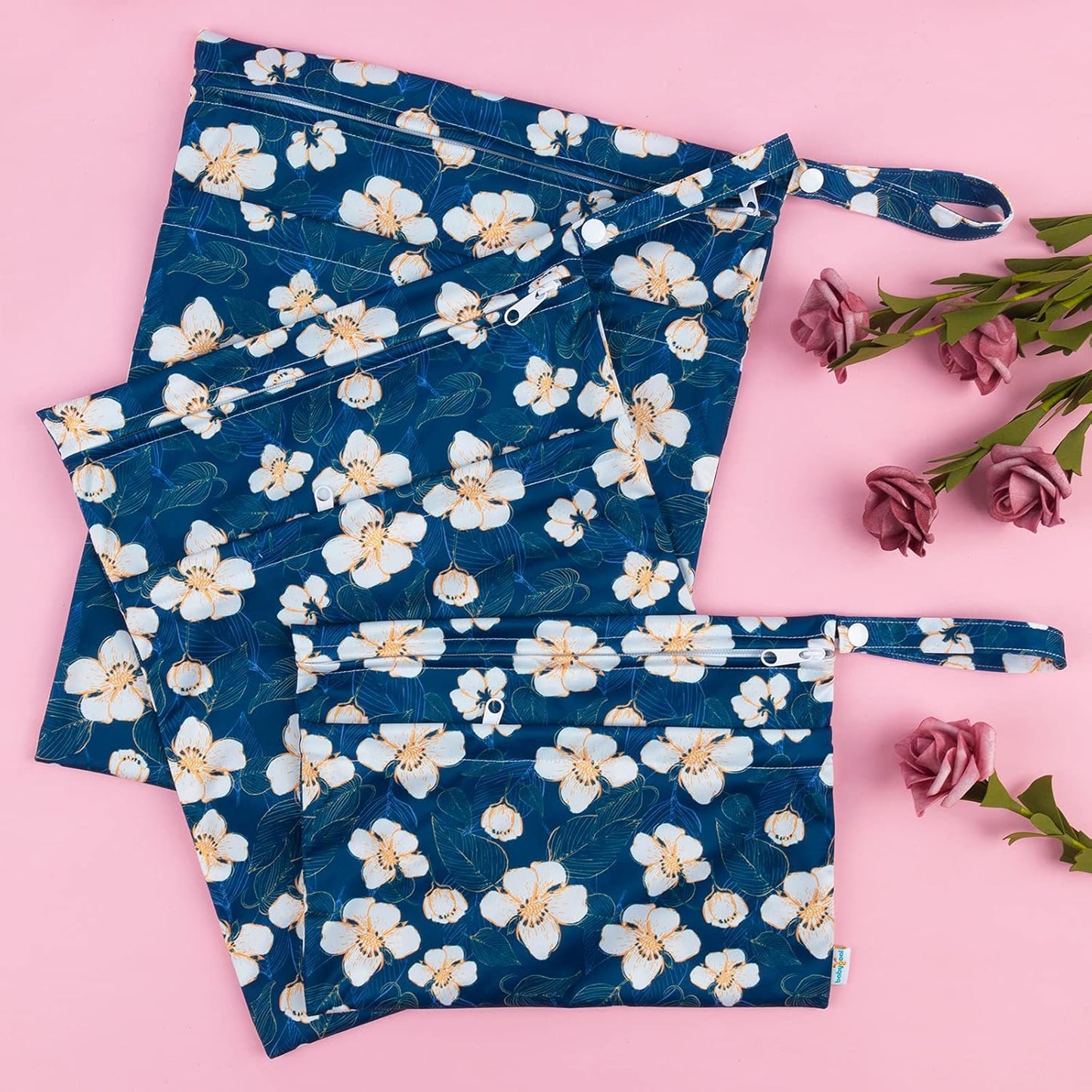 babygoal Wet Dry Bags for Baby Cloth Diapers, Washable Travel Bags, Beach, Pool, Gym Bag for Swimsuits & Wet Clothes with Two Zippered Pockets 3 Pack(S,M,L), 3SML02