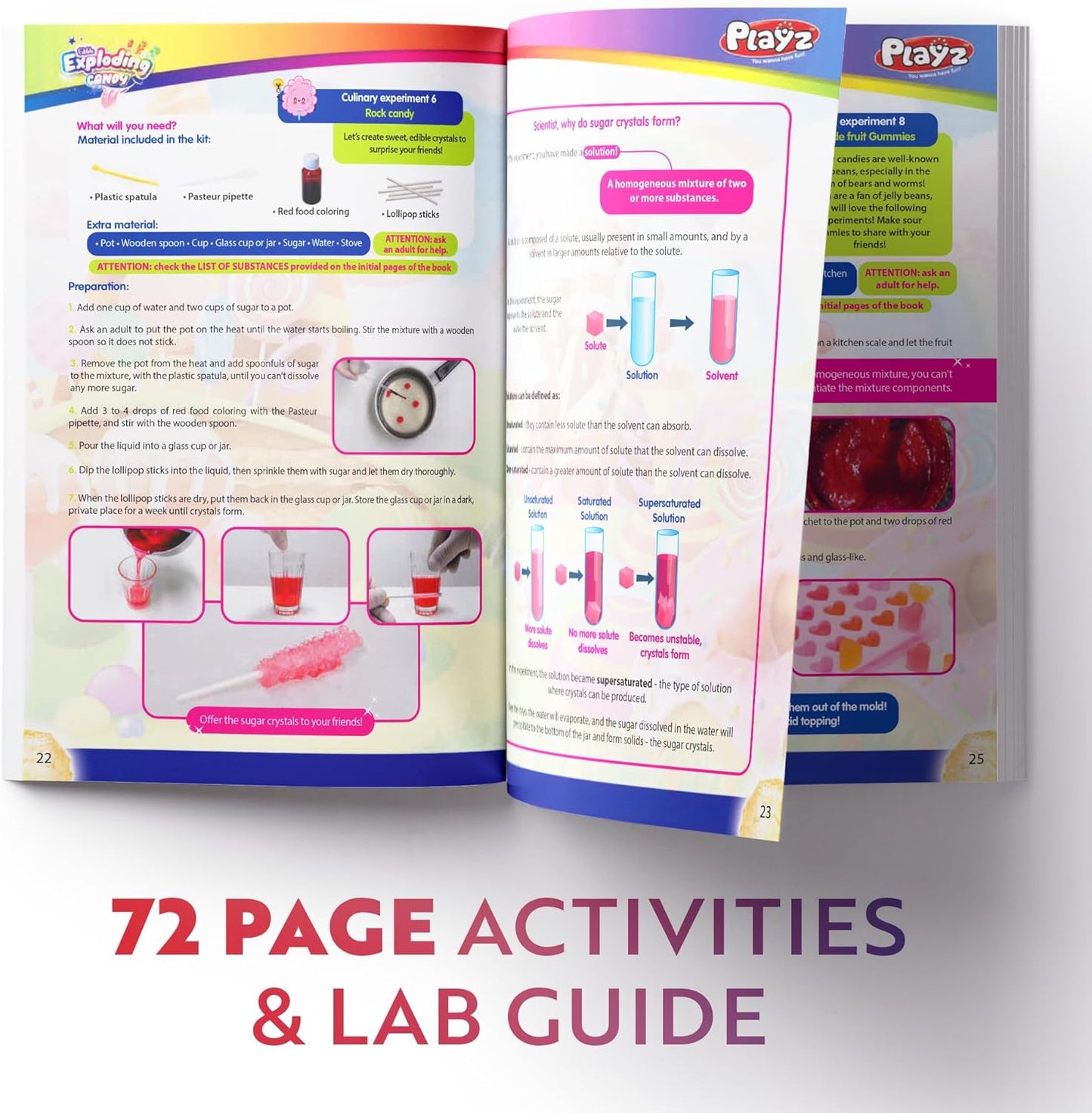 Playz Edible Exploding Candy Making Science Kit for Kids Ages 8-12 Years Old - Food Science Chemistry Kid Science Kit with 29 Experiments, Educational Science Kits for Boy & Girls