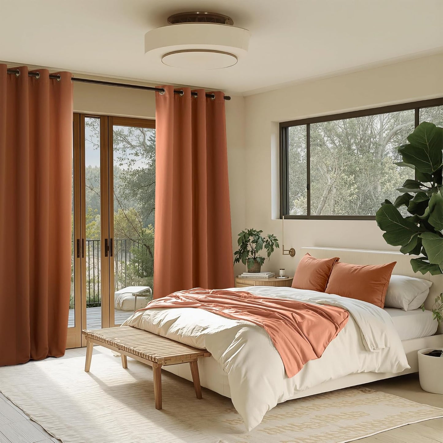 NICETOWN Burnt Orange Curtains for Living Room 84 inches Long 2 Panels, Thermal Grommet Curtains for Living Room, Noise Reducing Privacy Window Treatment Shades for Bedroom, Laundry Patio, W52