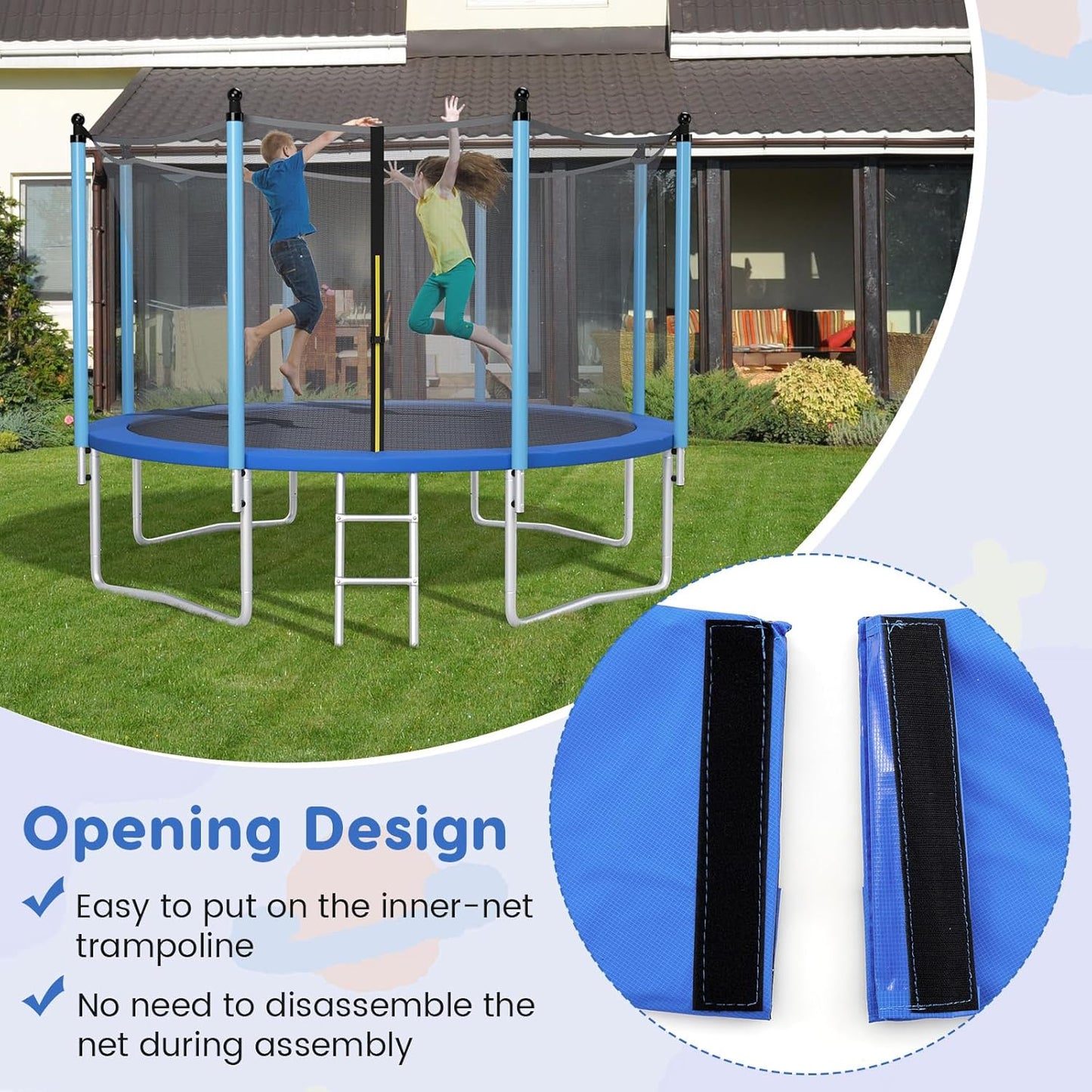 Giantex Trampoline Pad, 8ft 10ft 12ft 14ft 15ft 16ft Trampoline Replacement Safety Pad, No Holes for Pole, Waterproof Trampoline Accessories Spring Cover