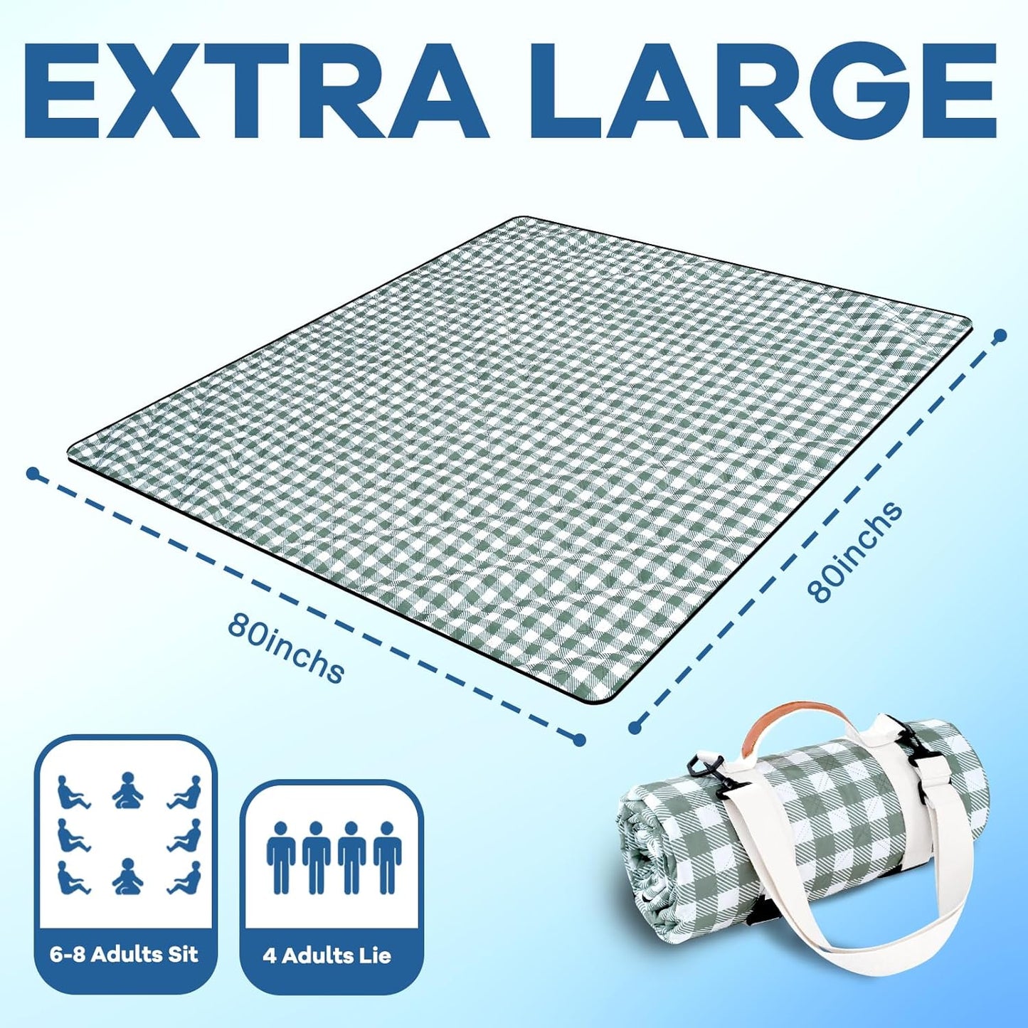 Genovega Waterproof Picnic Blanket Beach Outdoor Camping Mat Extra Large Foldable Cute Big Travel Essential Accessories Gift Park Patio Lawn Garden Grass Ground PlayMusic Festival Concert Must Have