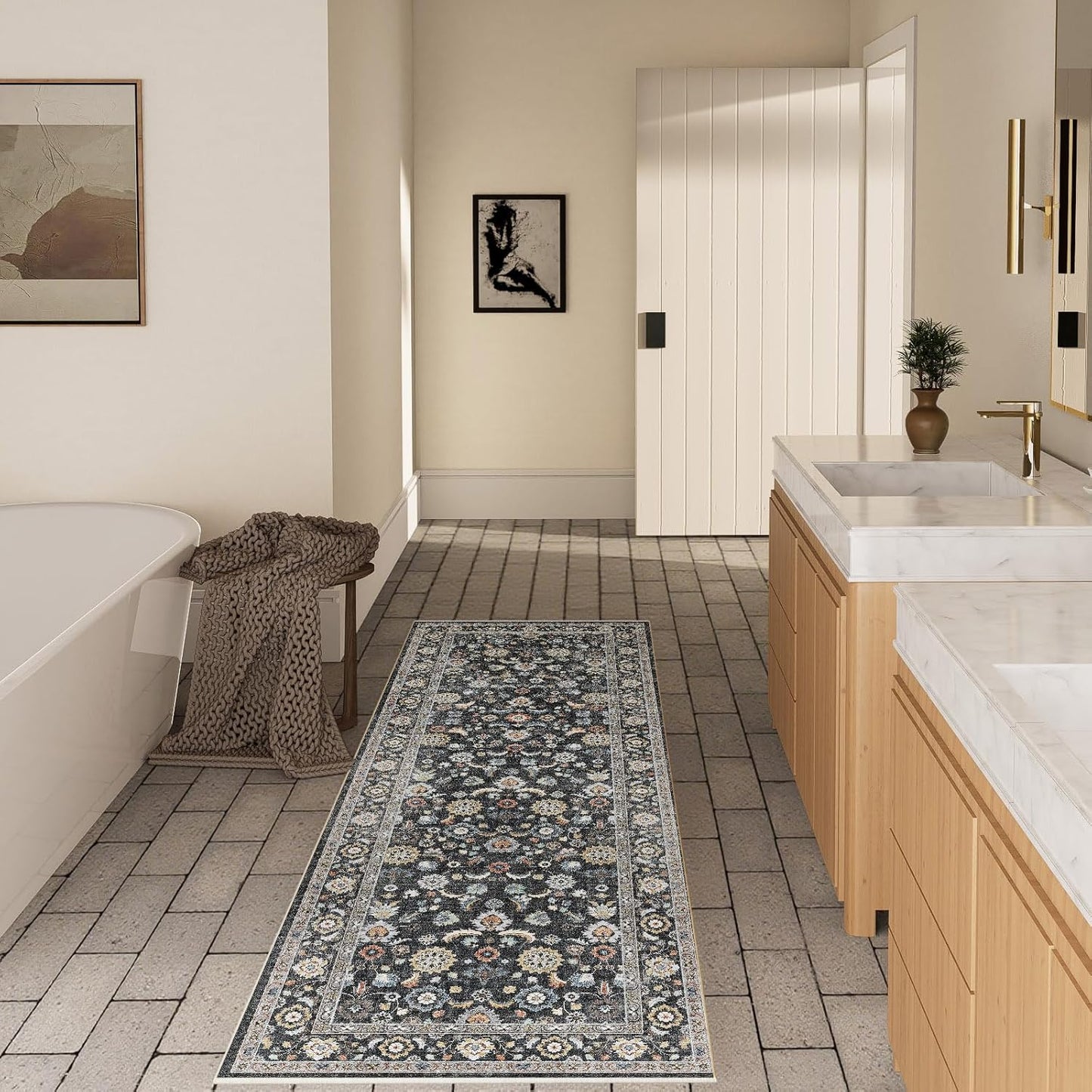 Washable Runners for Hallways Kitchen Rug: 2'x10' Runner Rugs Stain Resistant Non Slip Low Pile Boho Carpet Runners for Hallways Bedroom Entryway Indoor Beside Bathroom Laundry Room