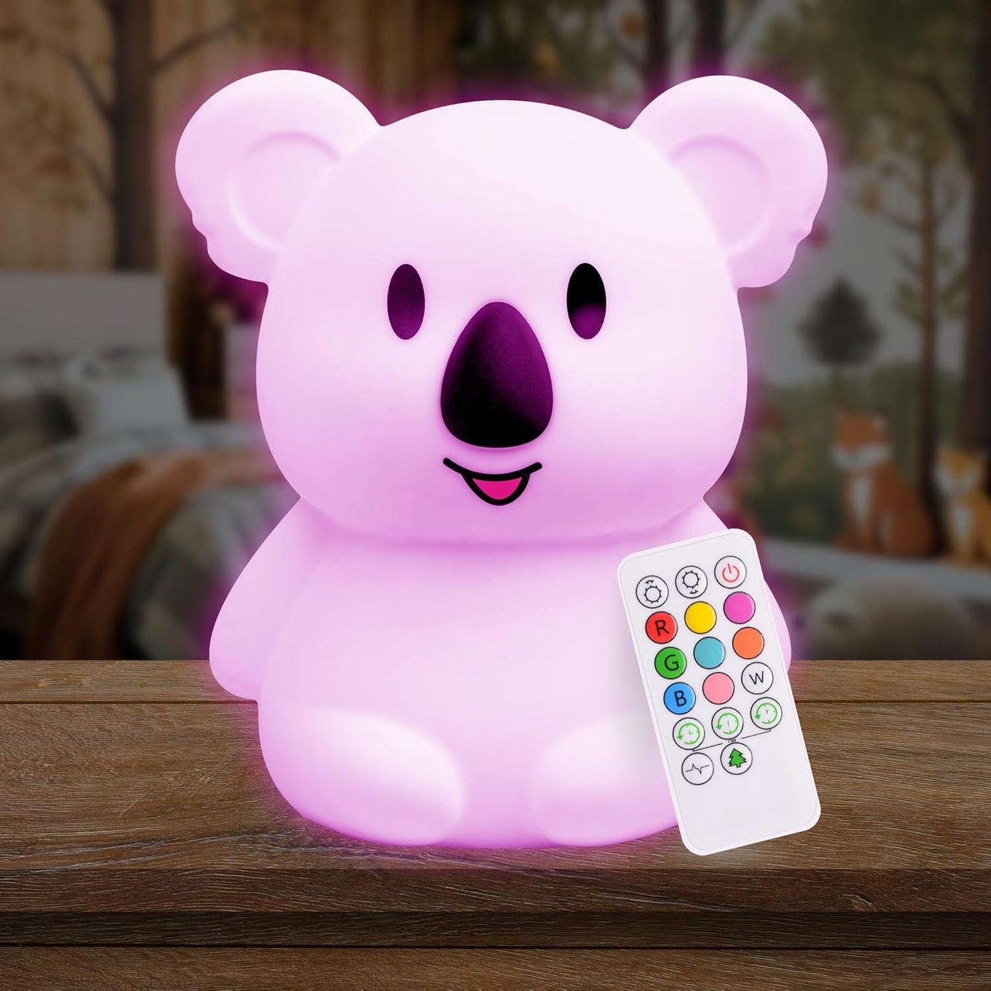 Lumipets Remote Control Silicone Night Light for Kids - Koala Design with 9 Soft Colors & Sleep Timer - Rechargeable, Battery-Operated Lamp for Bedroom | Baby Nursery, Toddler, Girls, Boys