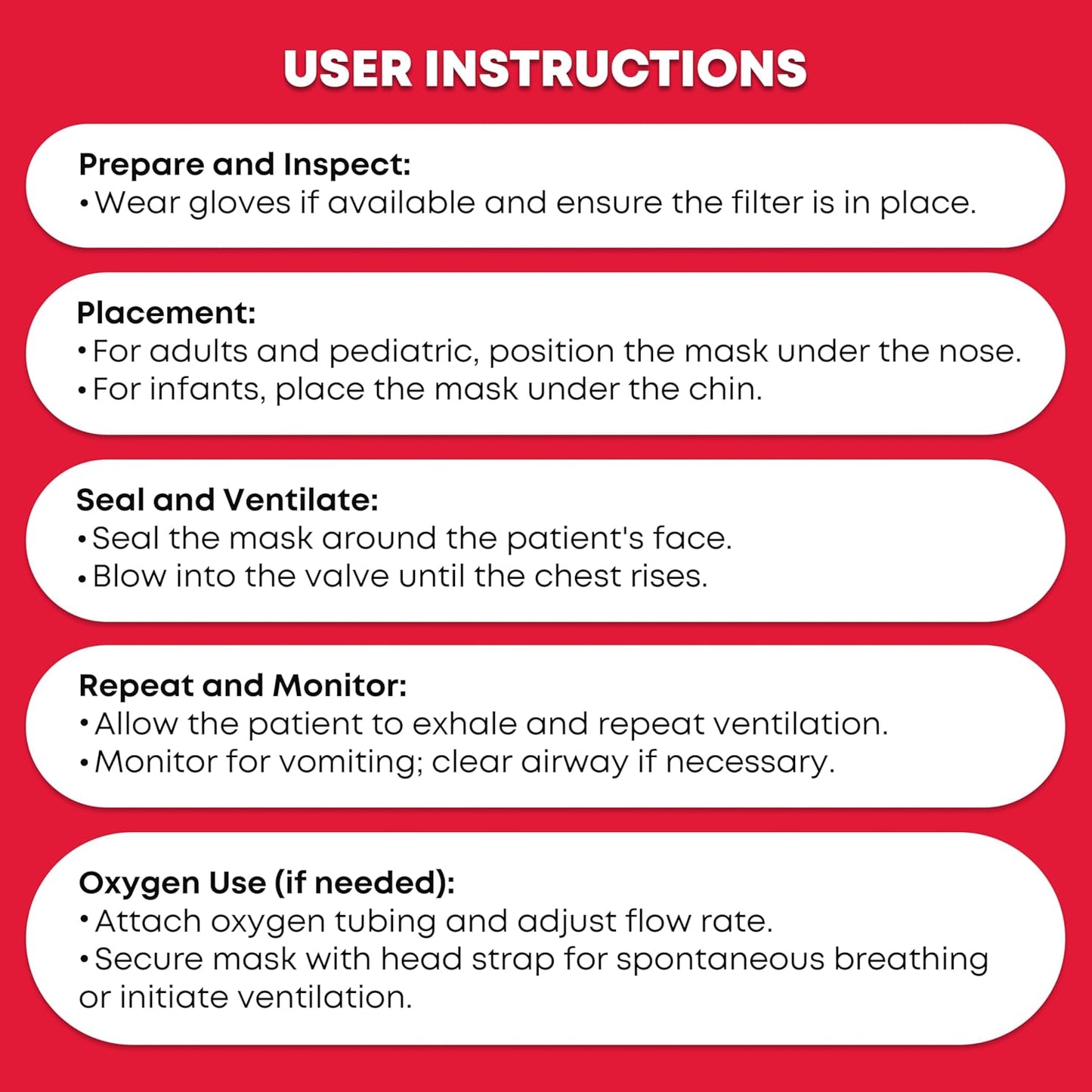 Adult and Infant CPR Mask Combo Kit – 50-Pack – 100 Valves, 50 Gloves, 100 Alcohol Pads – Bulk Set for First Responders, CPR Training