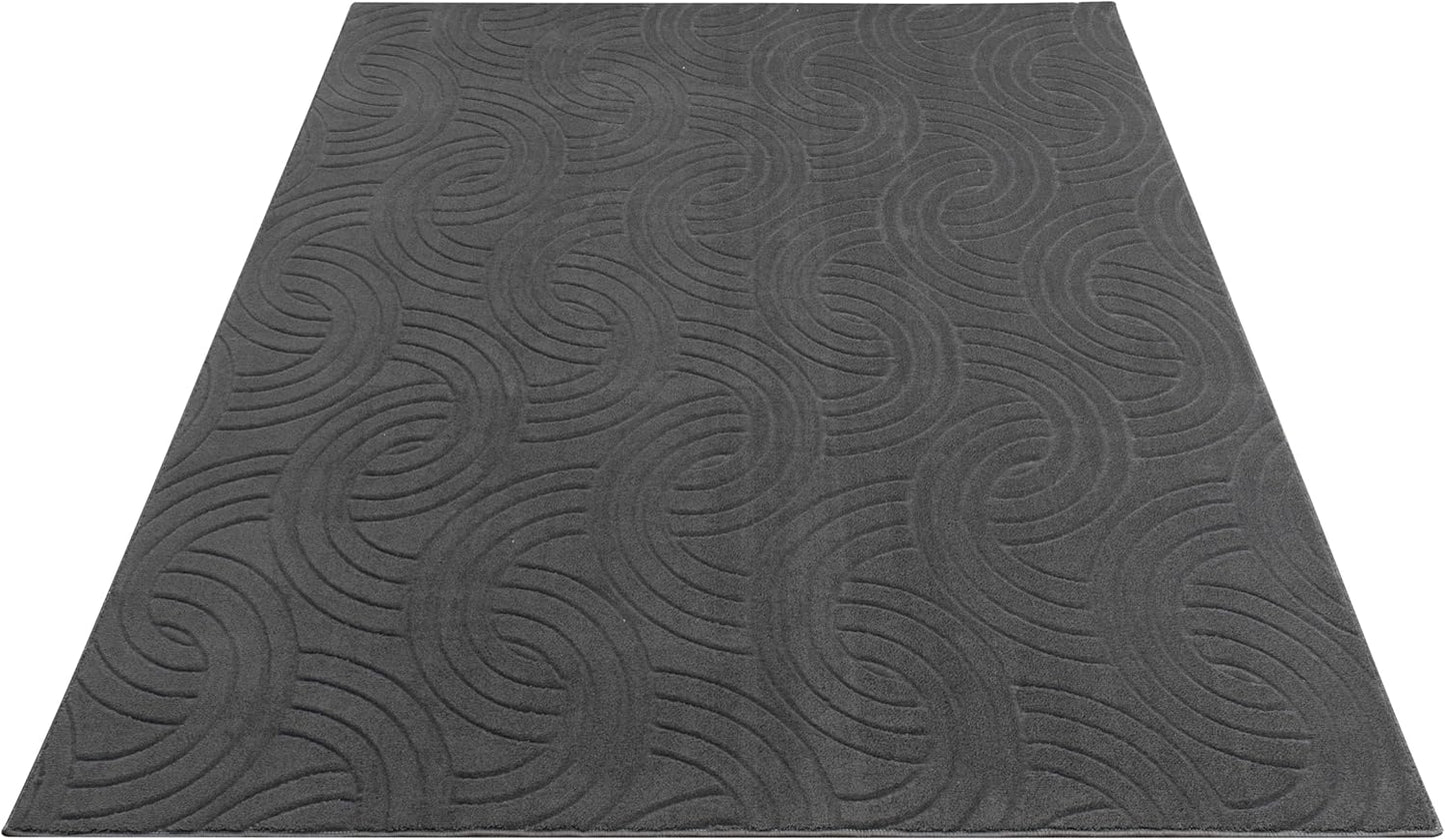 Non-Slip Washable 5x7 Area Rugs for Living Room Bedroom, Ultra Soft Bedside Rug, Indoor Floor Carpet for Kids Girls and Boys, Dorms, Nursery Rooms, Non-Skid Area Rug, Circle Anthracite Grey, 5'x7'
