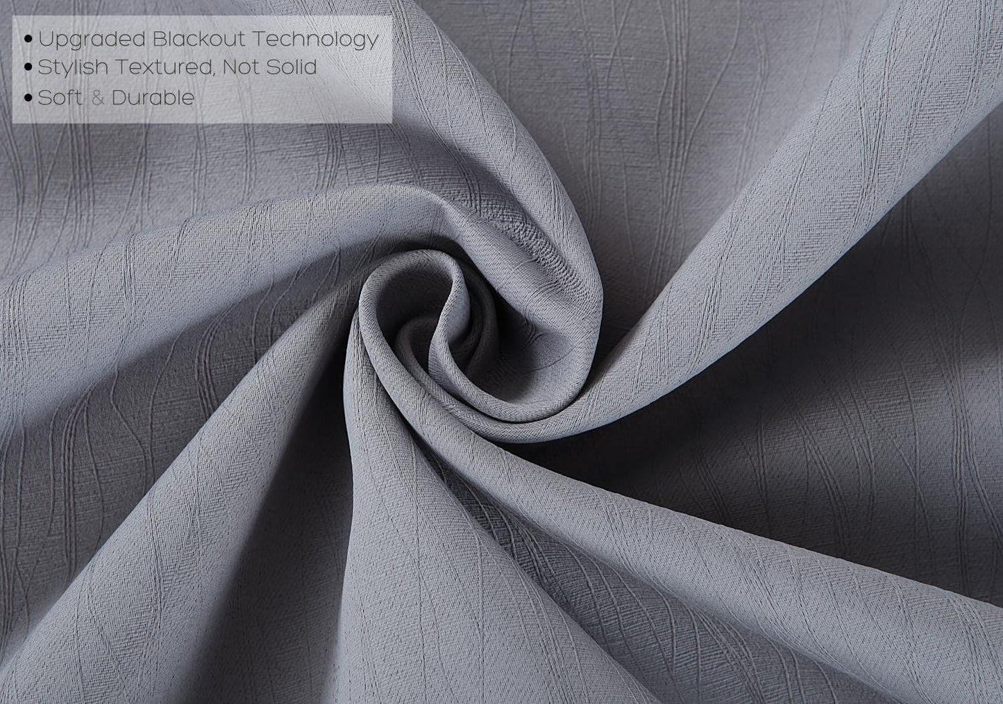 MIUCO Blackout Curtains Room Darkening Curtains Textured Grommet Window Curtains for Bedroom 2 Panels 52x63 Inch Long Silver