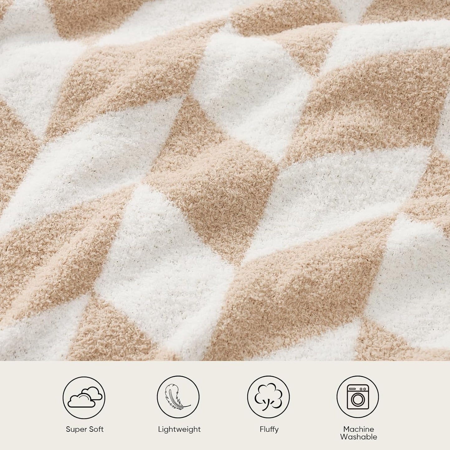 Snuggle Sac Chevron Throw Blanket for Couch, Reversible Super Soft Warm Blankets Cozy Knit Fuzzy Plush Lightweight Throws for Sofa, Bed, Camping, Beige,50x60 inches