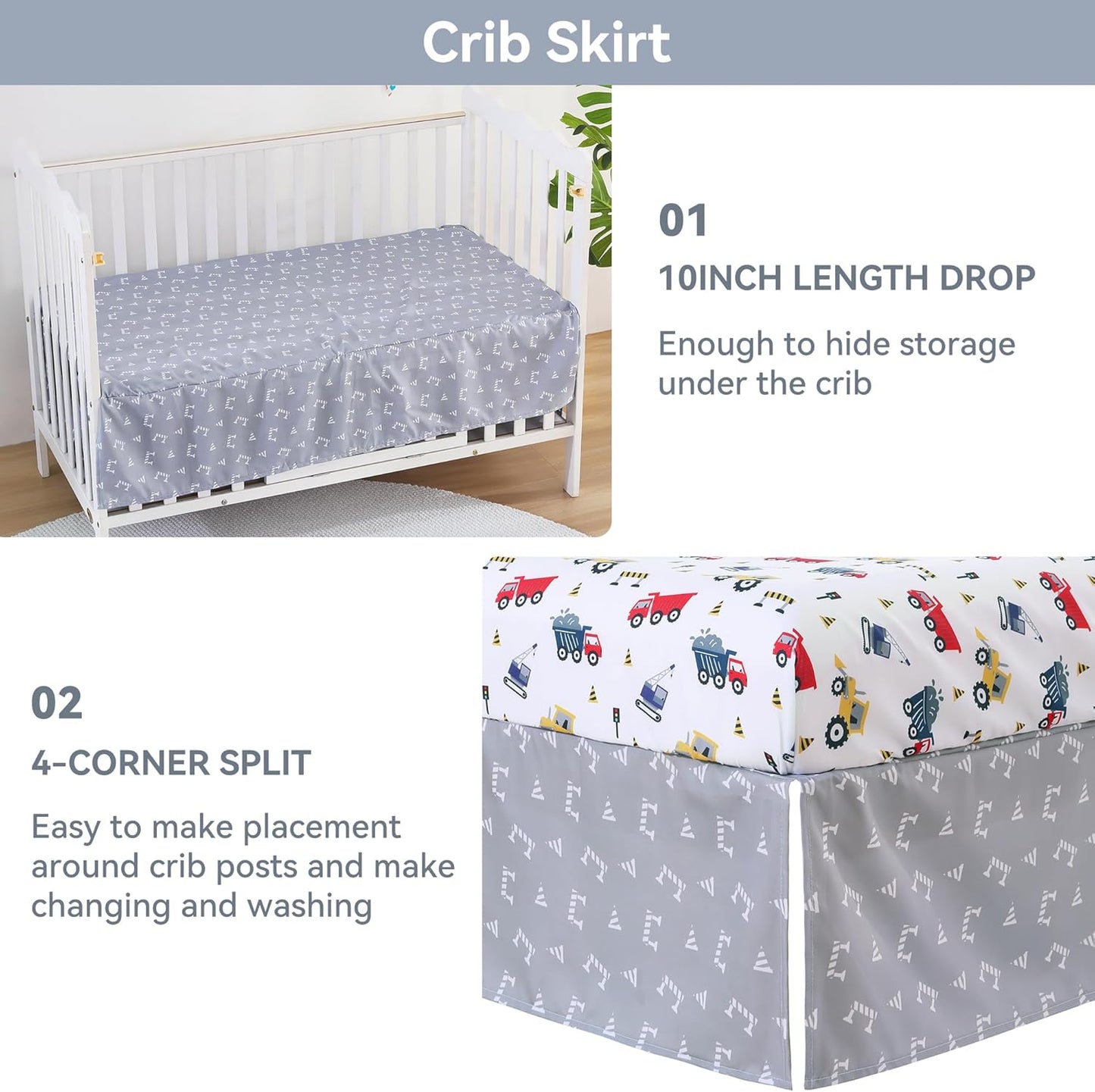 Viviland 3 Pieces Baby Bedding Set for Boy Girls, Baby Bedding Set for Newborn, Infant & Toddler - CAR