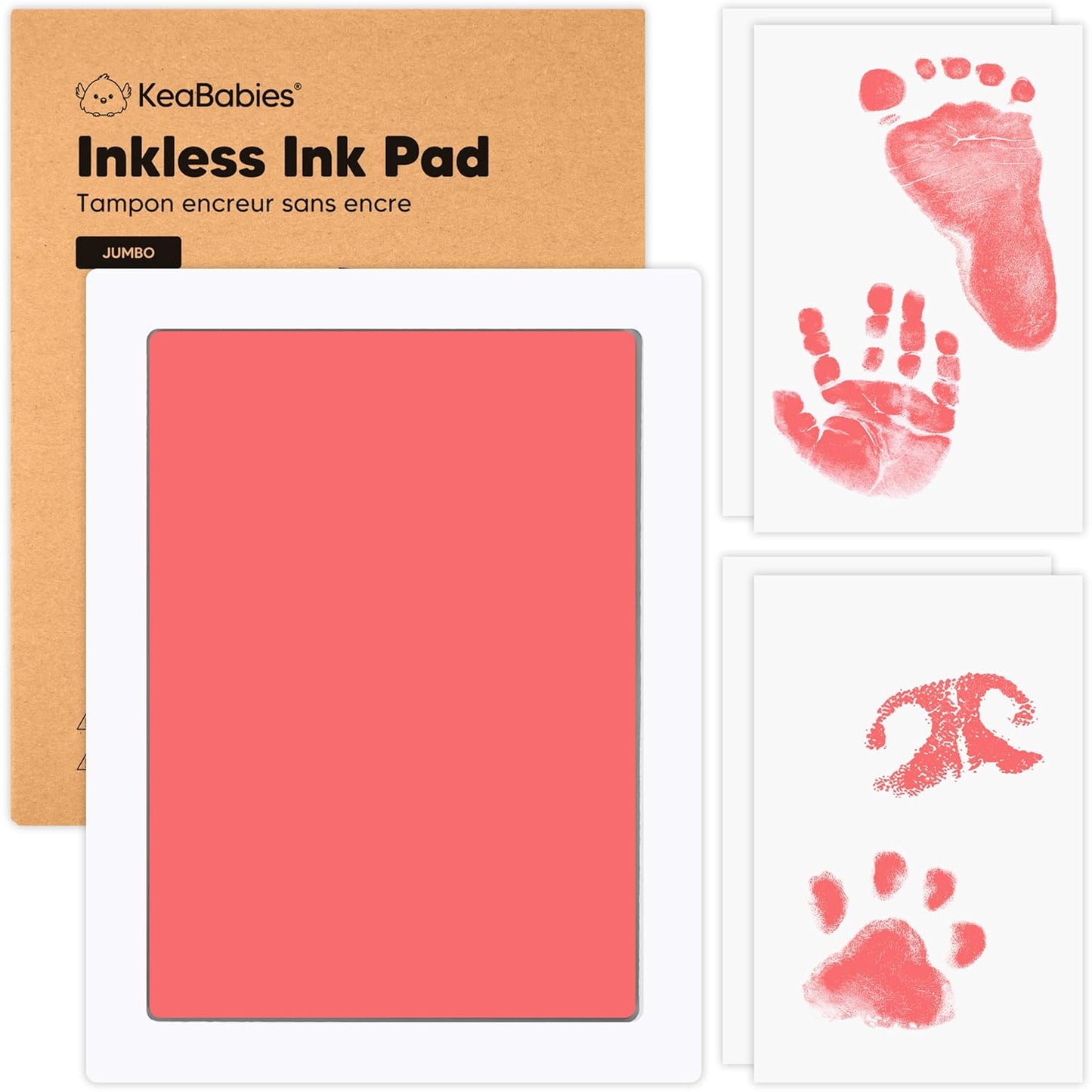 1-Pack Inkless Baby Hand and Footprint Kit - Mess Free Ink Pad for Newborn Keepsake, Dog Nose & Paw Print Kit, Clean Touch Ink Pad for Baby Hand & Footprints, Ideal New Mom Gifts (Candy Pink, J)