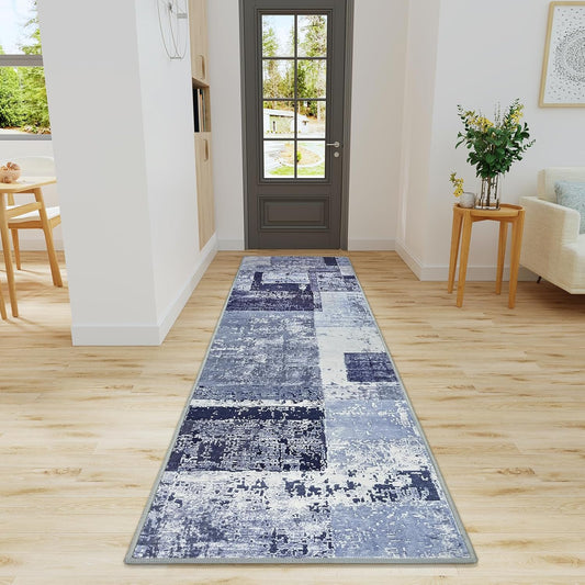 LOCHAS Washable Runner Rugs for Hallway, 2x8 Non Sip Soft Rug for Bedroom Entryway Kitchen Laundry Room, Long Abstract Carpet for Indoor Floor Bedside, Geometric Vintage Home Decor, Pet & kid Friendly