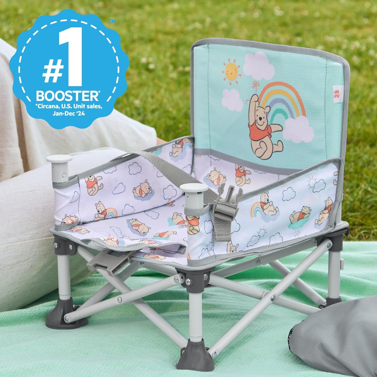 Bright Starts Disney Winnie The Pooh Pop 'N Sit Portable Booster, Indoor/Outdoor Use, Floor Seat with Feeding Tray, 6 Mos - 3 Yrs