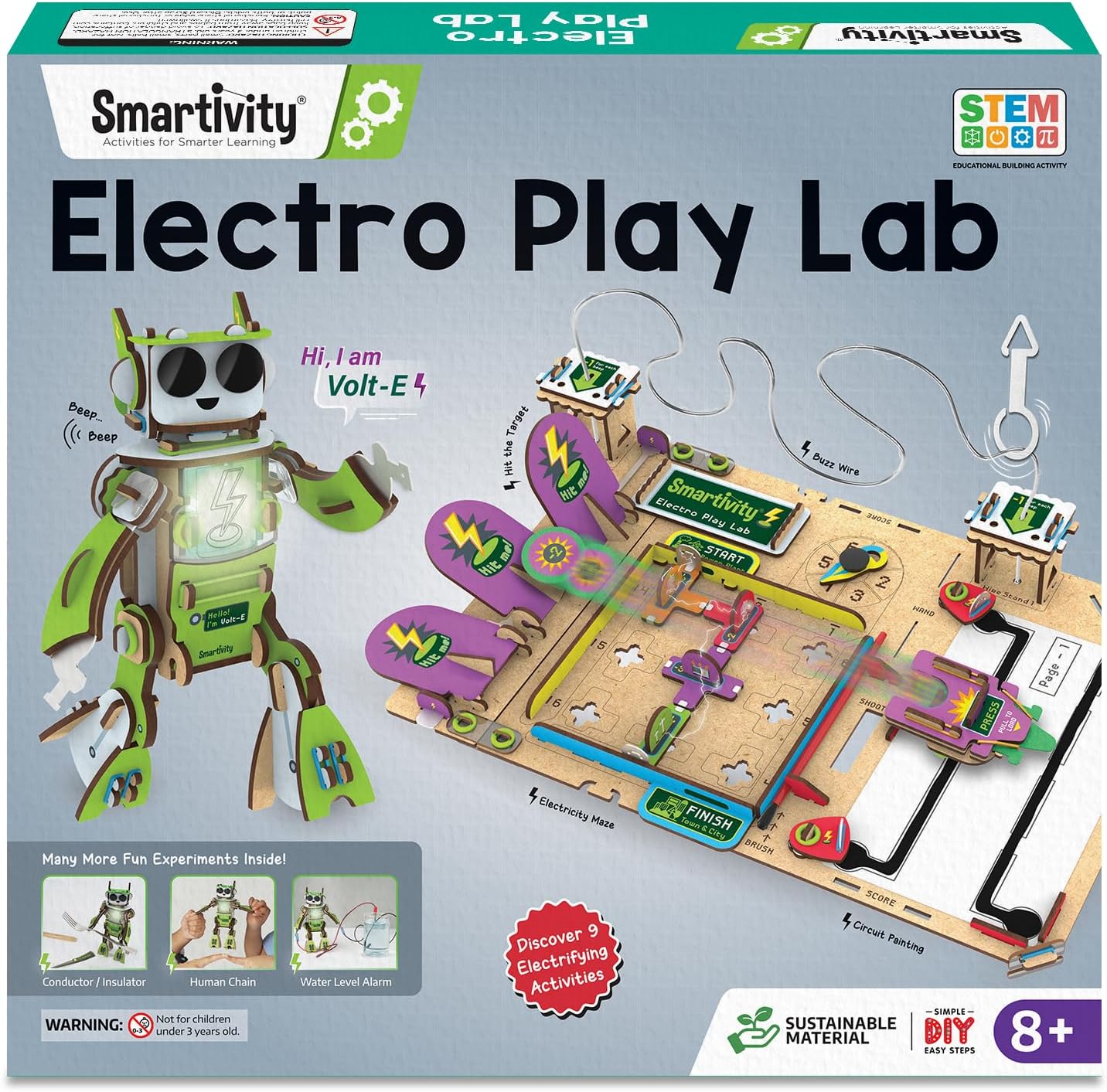 Smartivity Electro Play Lab for Kids Ages 8-14 I Electricity Kit with 9 Circuits Experiements & DIY Robot - Light & Sound Effects | STEM Science Project Kit | Birthday Gift for Boys & Girls