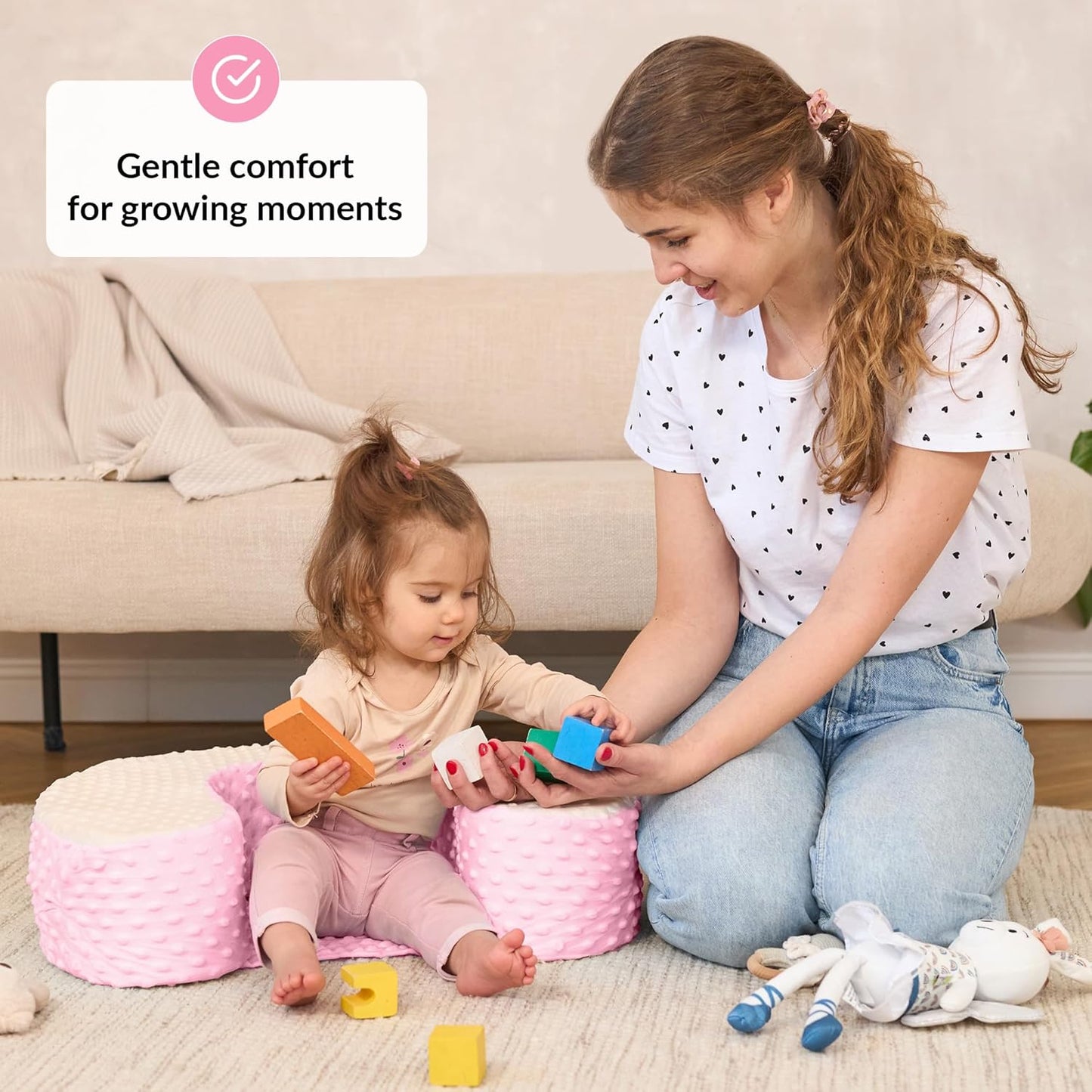 ODOXIA Baby Sit Up Pillow | Baby Pillow for Sitting Up | Comfortable Infant Seat for Early Sitting & Playtime | Soft & Stable Seat with Ring