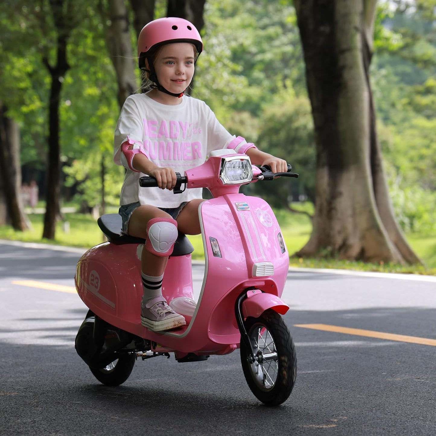 Kids Motorcycle, 2 Wheel Electric Motorcycle for Girls Ages 8-14, 24V Ride on Toys with Music, Story, Headlight, 3 Speed Options, Up to 60min Ride Time, for Riders up to 143 lbs, Easy Assemble, Pink