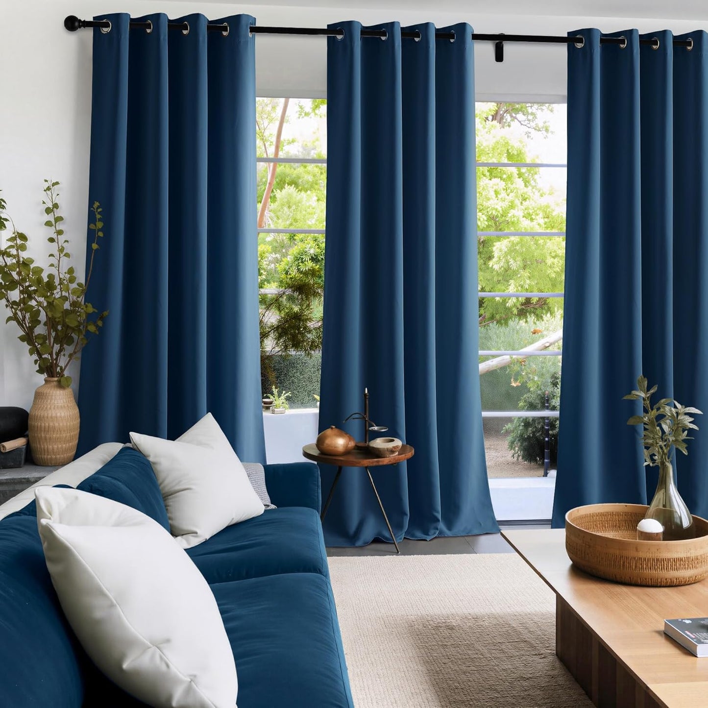 NICETOWN Morrocan Blue Room Darkening Curtains 84 Inches Long 2 Panels for Living Room, Bedroom, Nursery Summer Thermal Insulated Blackout Drapes Grommet Noise Reducing Window Curtains, W40
