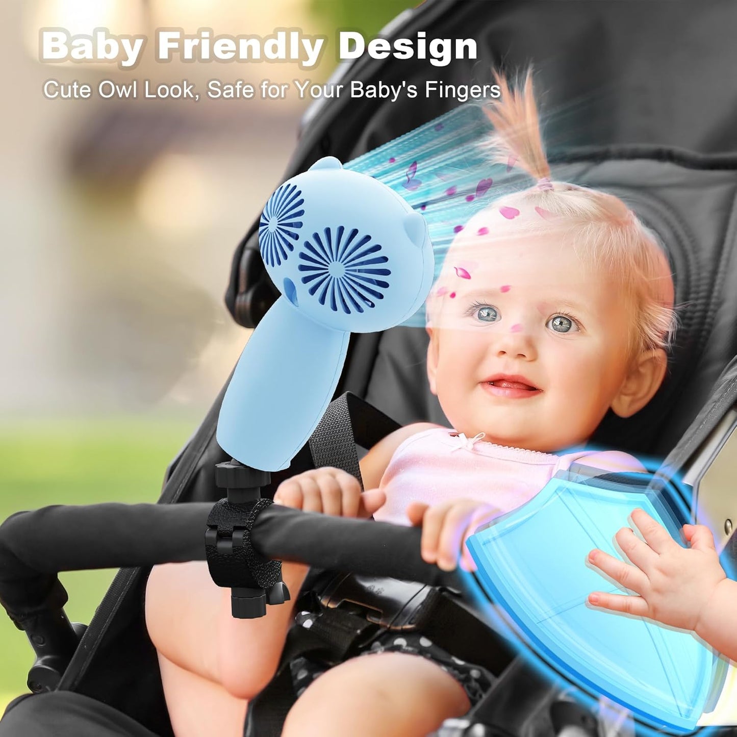 Stroller Fan Clips on for Baby,6000mAH Portable Stroller Fan Battery Operated, Rechargeable Fan Portable Handheld Cute Owl Cooling Aromatherapy Fan for Stroller Bed Desk Camping Travel