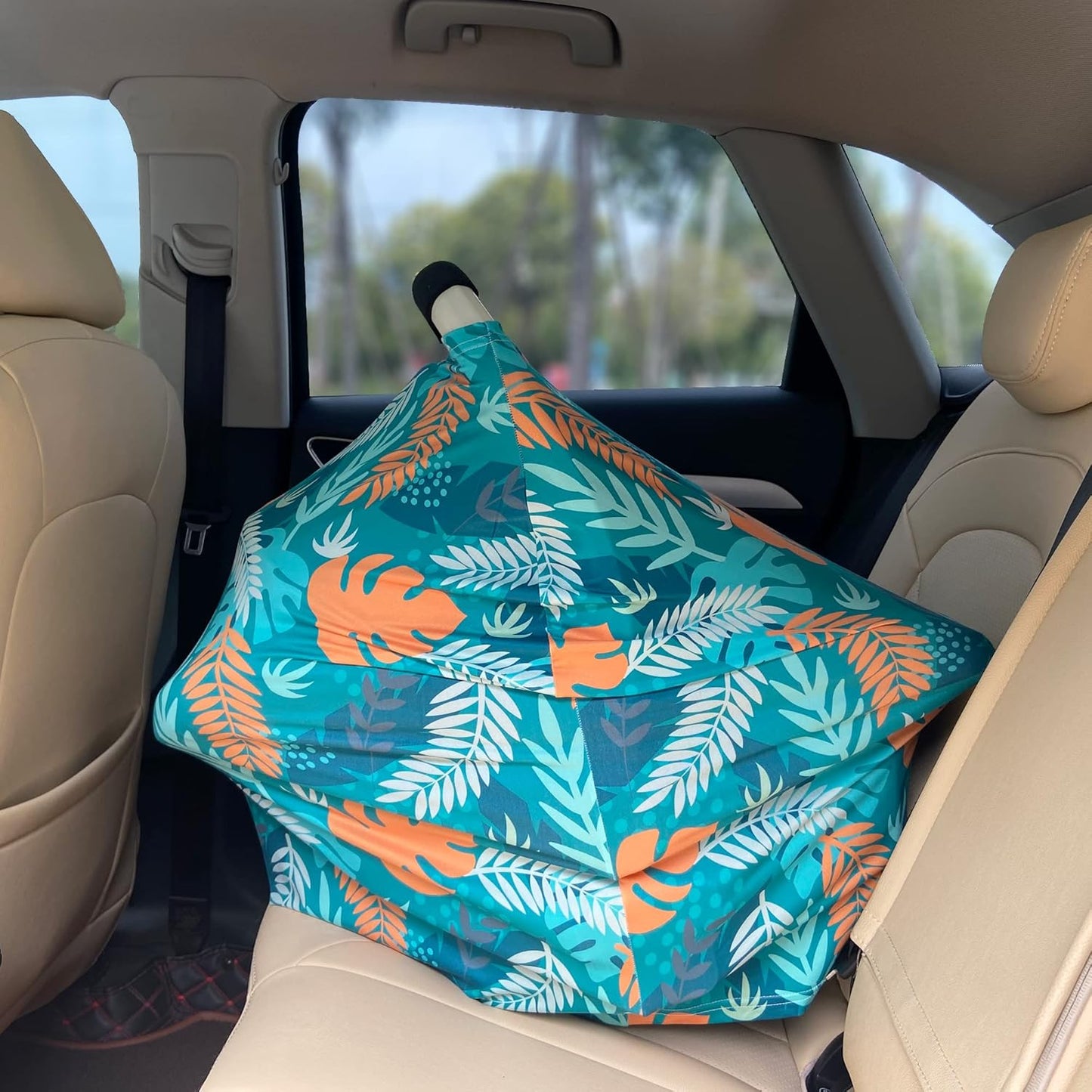 Carseat Cover Boy and Girls - Multi-use Nursing Car Seat Canopy Cover for Breastfeeding, Infant Stroller Cover, High Chair Cover (Green Leaves)