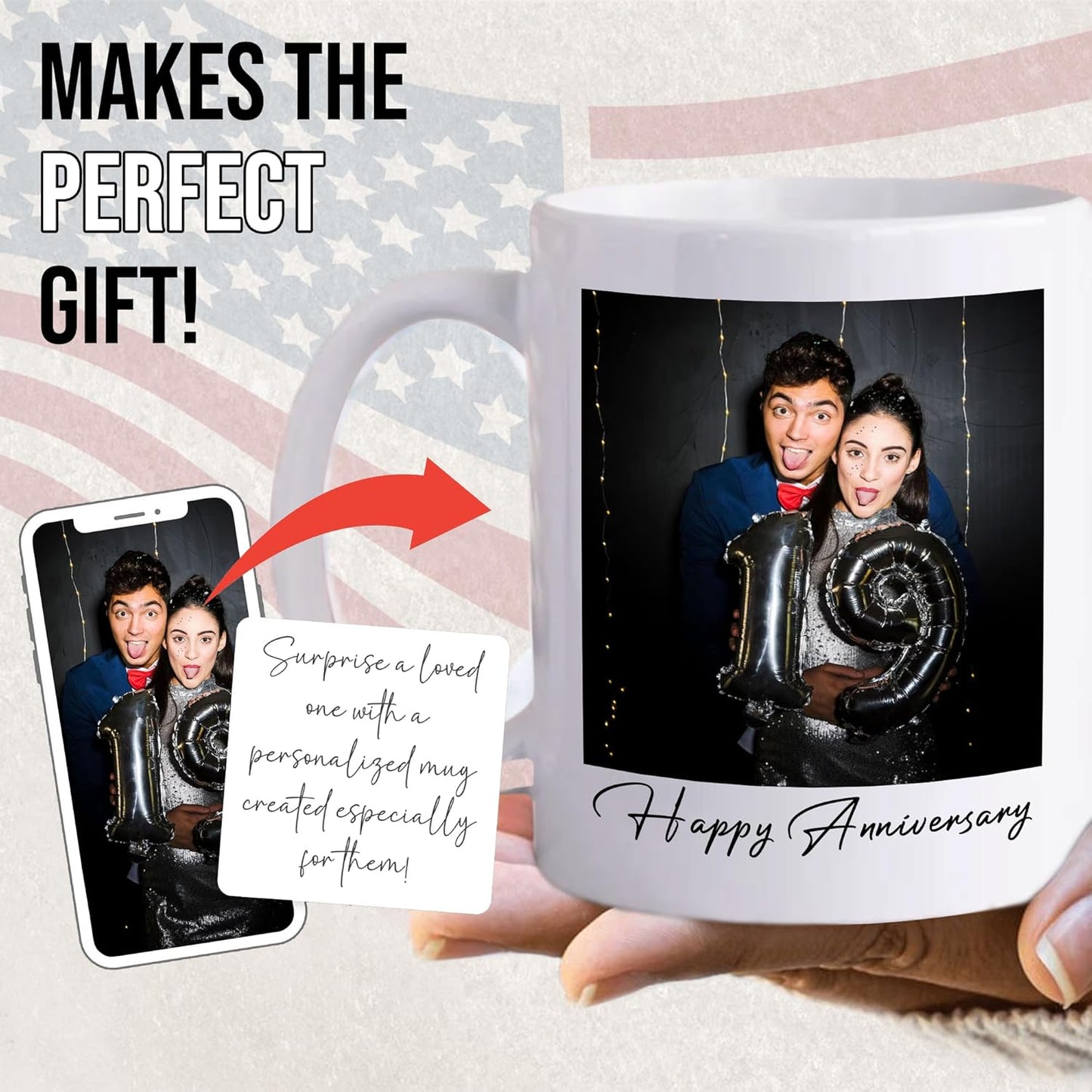 Custom Mug Upload Your Picture Personalized Coffee Mug with Photo Text Name Customized Cup Unique Ideas Gifts for Men Women Mom Dad Girlfriend Boyfriend Friend Family (White, 15oz)