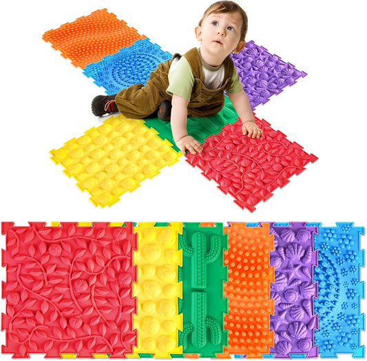 Sensory Mat for Autism Children - Textured Puzzle Play Mat for Kids, Non-Toxic Massage Game Floor Tiles | Safe Sensory Room Must Have (Classical)