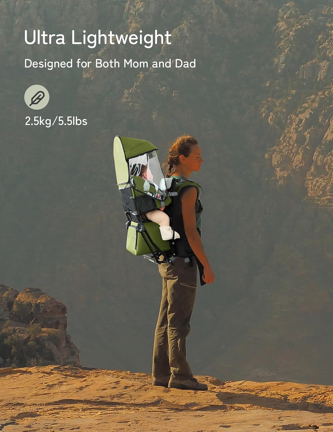 besrey Baby Backpack Carrier, Toddler Hiking Backpack with Safety 3-Height Seat, Adjustable Straps&Waist Belt, Foldable Frame Lightweight Large Capacity Child Carrier for Hiking (Army Green)