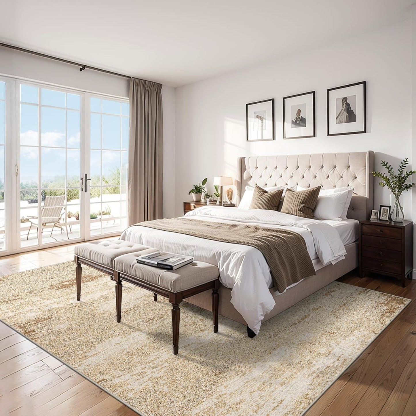 Area Rugs 9x12 Living Room - Washable Rug Modern Abstract Soft Large Neutral Non-Slip Carpet Indoor Floor Stain Resistant Thin Carpets for Bedroom Dining Room Farmhouse Nursery Home Office Beige