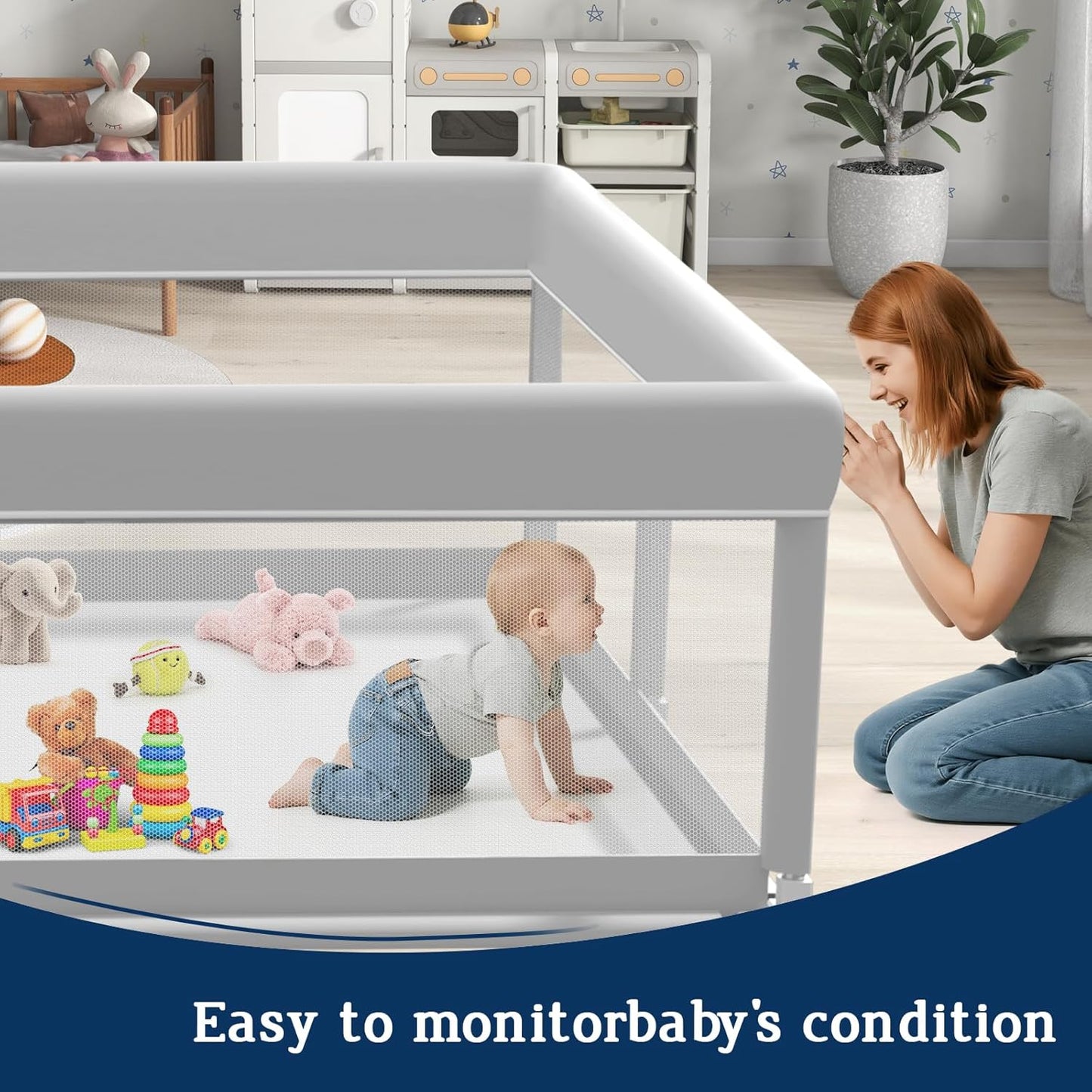 Baby Playpen 65×50Inch, Playpen for Babies and Toddlers, Play Pen Pin Indoor Outdoor Baby Play Fence