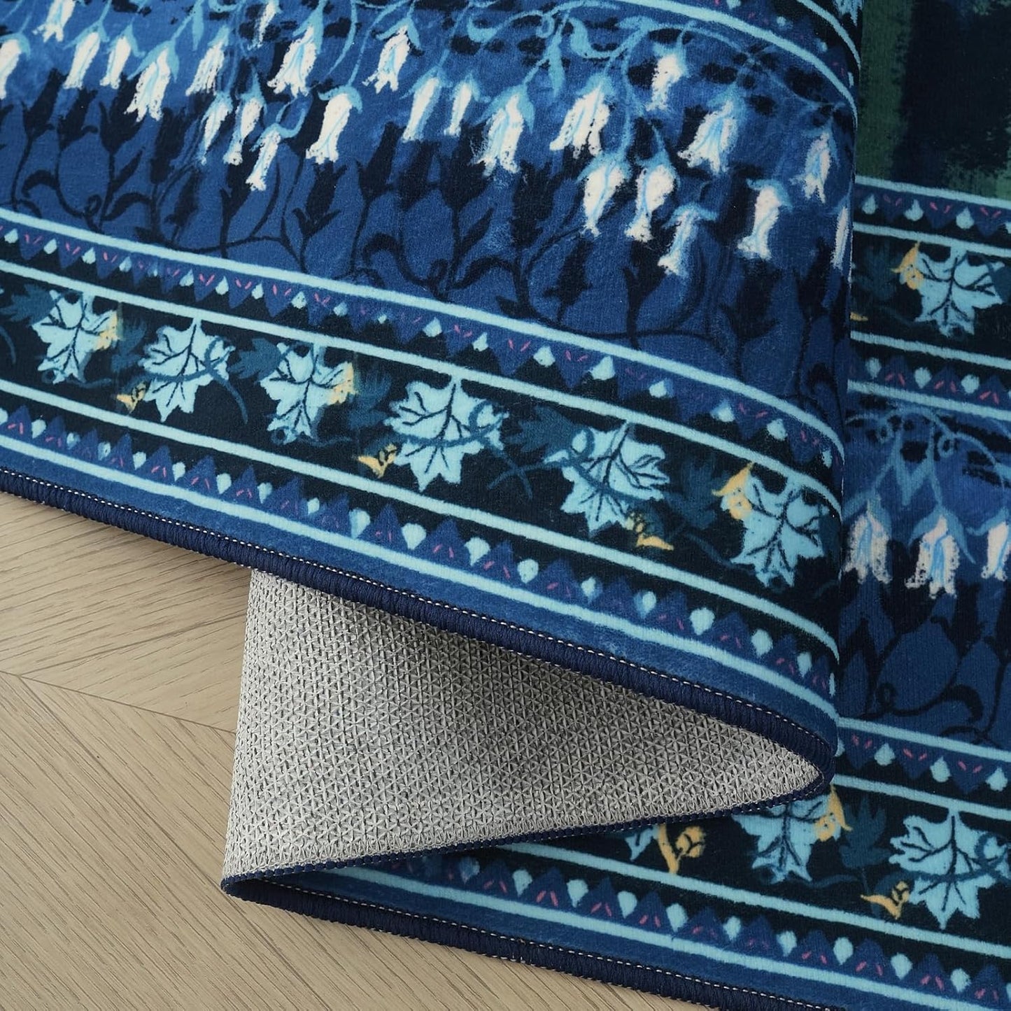 2x3 Rug Impressionist-Style Vintage Indoor Door Mat Machine Washable Small Area Rug Non-Slip Low Pile Throw Rugs for Entryway Kitchen Front Door Indoor Entrance Entry Kids Room, Blue