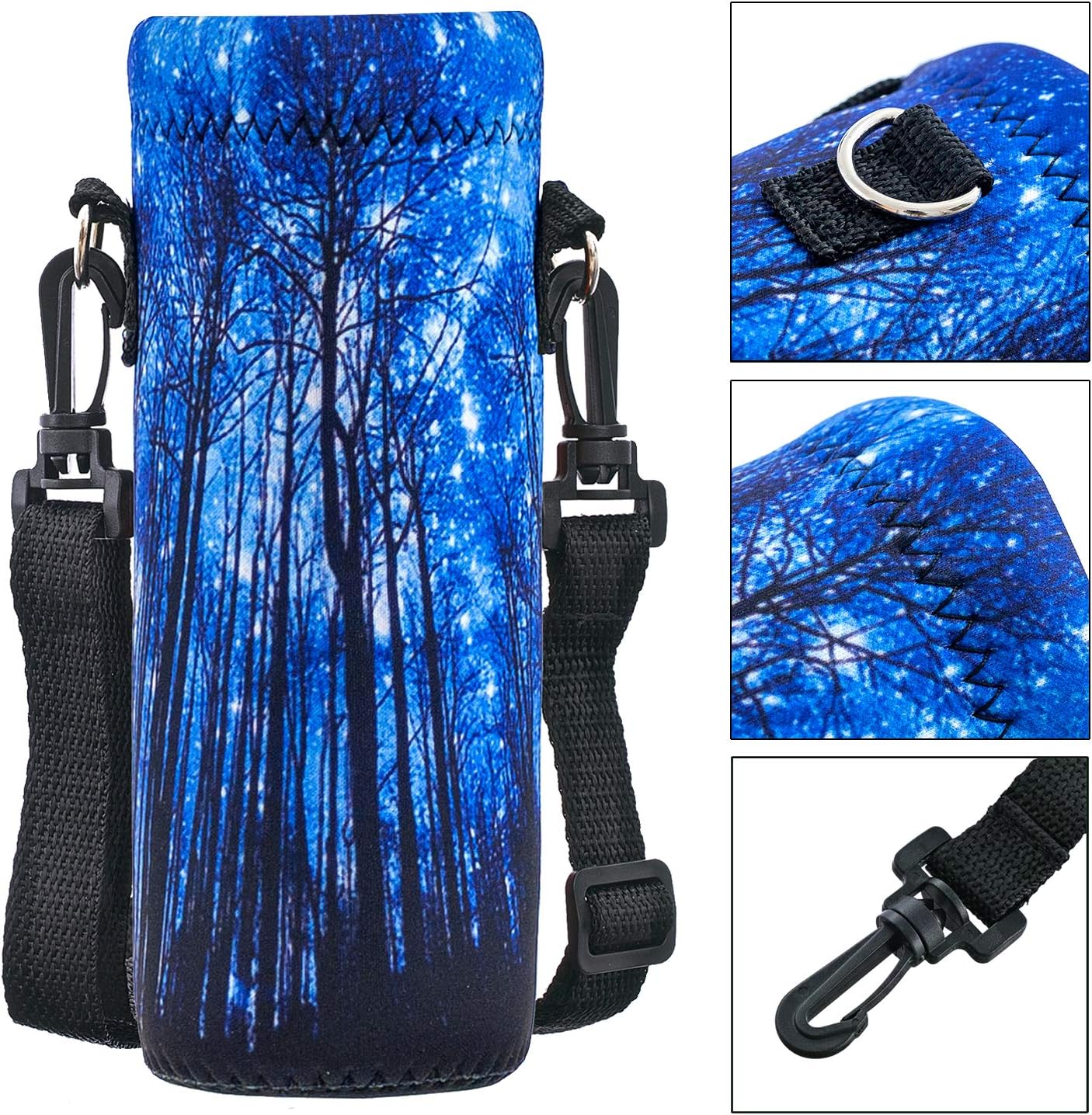 Neoprene Water Bottle Carrier Bag with Adjustable Shoulder Strap for Men Women Walking Hiking,Portable Insulated Holder Case for Stainless Steel/Glass/Plastic Bottles