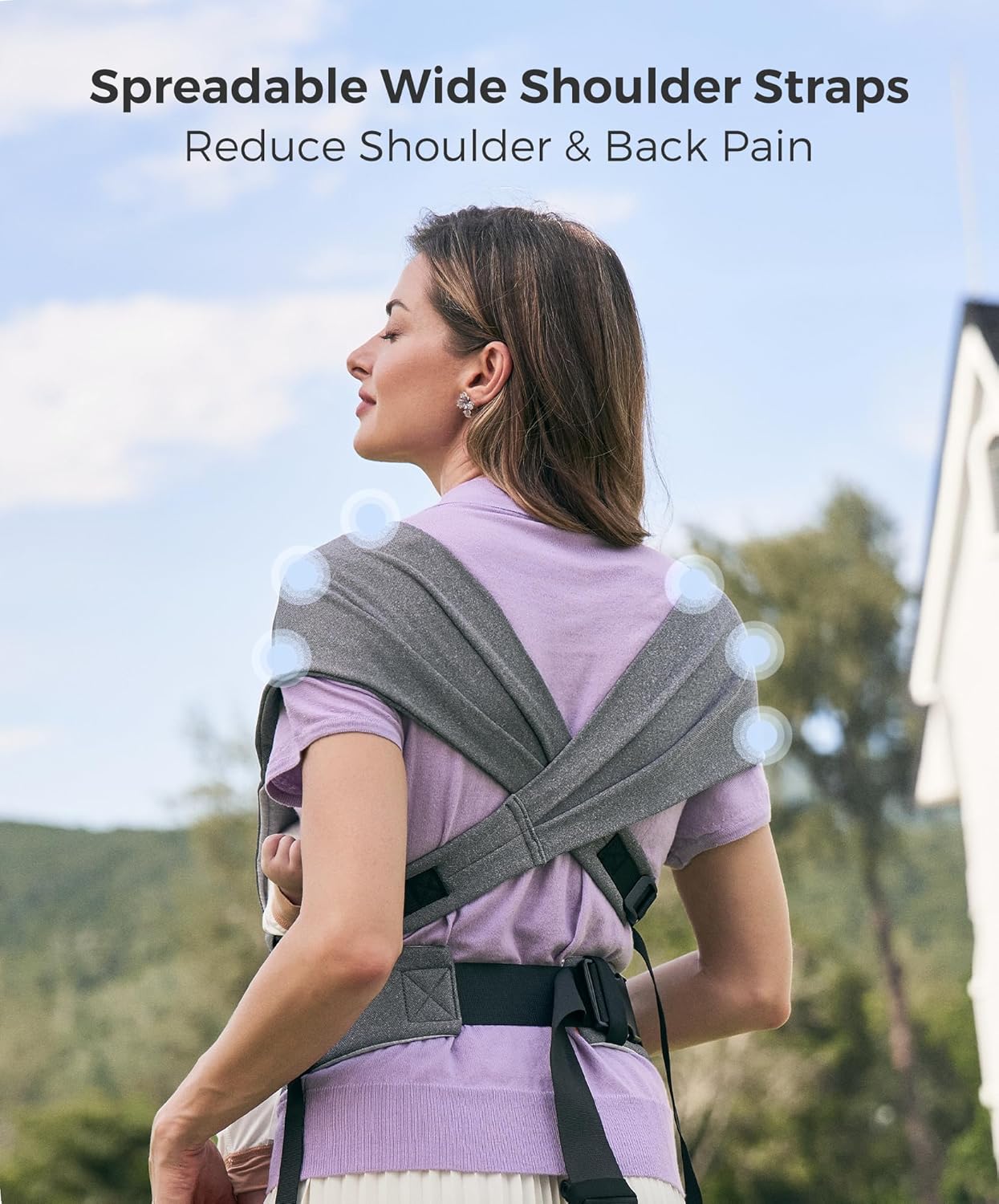 Momcozy Portable Baby Carrier – Compact & Lightweight, Adjustable for Travel, Fold & Go Convenient Storage Hip Pouch, Wide Shoulder Straps, Soft Skin-Friendly Fabric, for Babies 12–35 lbs (Grey)