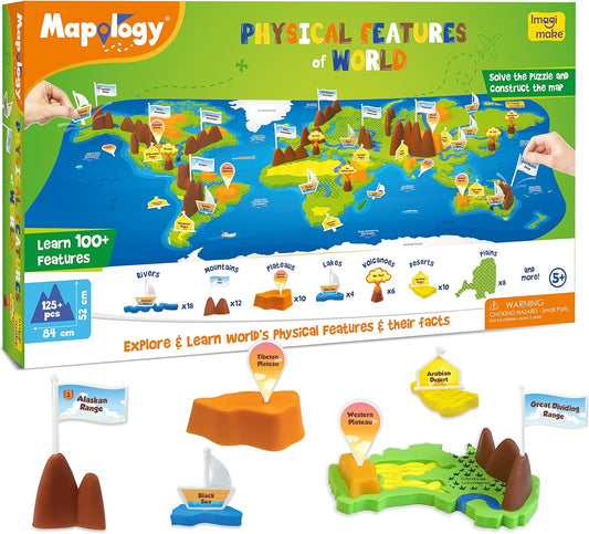 Imagimake Mapology Physical Features | World Map for Kids | 3D Puzzles for Ages 8-10 | Educational Toys for Kids 8-12 | Gifts for Boys & Girls 8-12 | Building Toys Gift for Birthday and Christmas