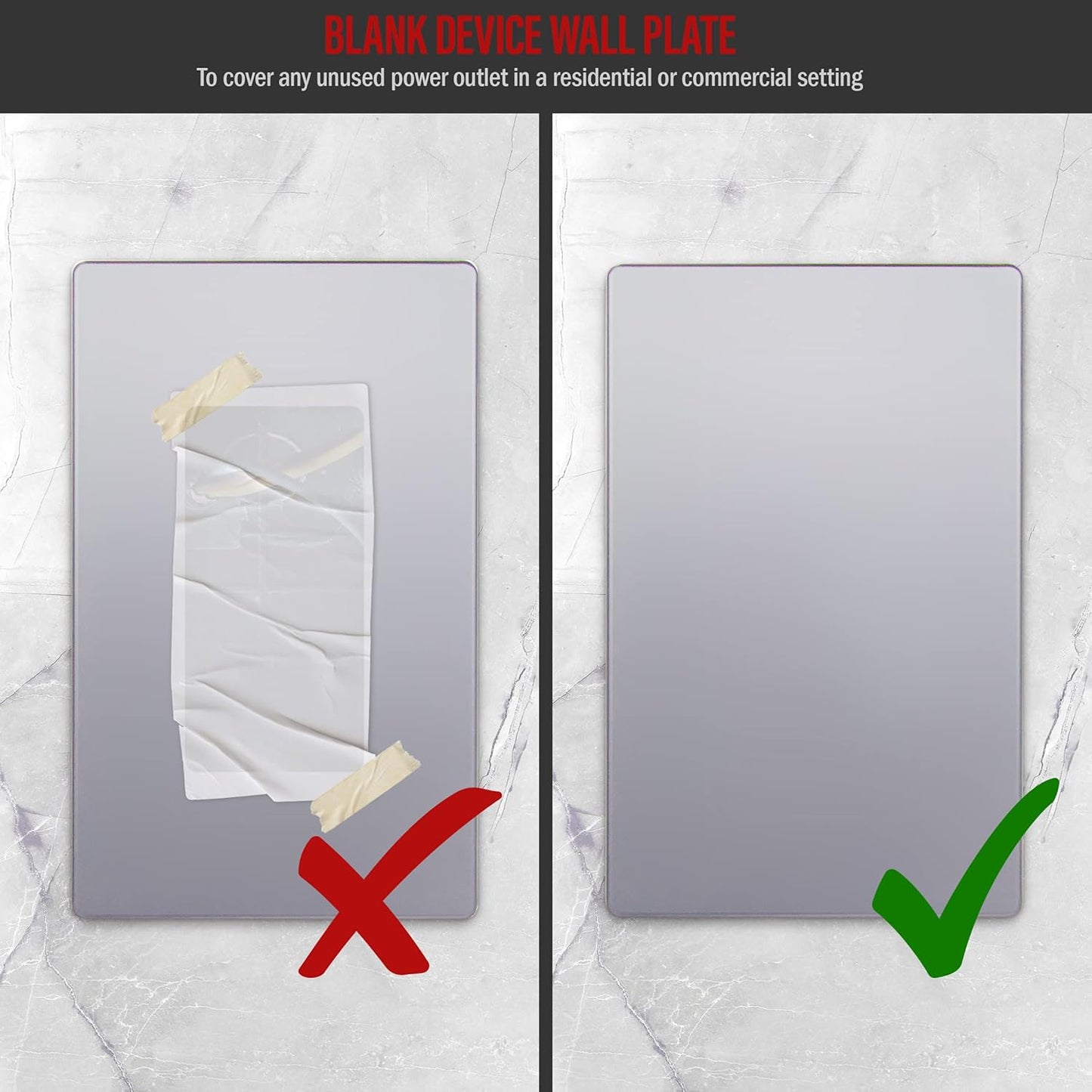 ENERLITES Screwless Blank Wall Plate, Child Safe Blank Device Outlet Cover, Standard Size, 1-Gang 4.68" x 2.93", Polycarbonate Thermoplastic, UL Listed, SI8801-SV, Silver