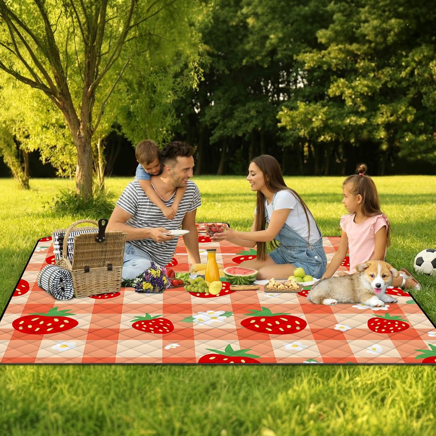 Extra Large Picnic Blanket Waterproof,80"x 80"Foldable Machine Washable Beach Blanket,Outdoor Blanket for 6-8 Adults,Suitable for Indoor Crawling,Park Beach,Camping,Hiking,Family Travel(Orange)