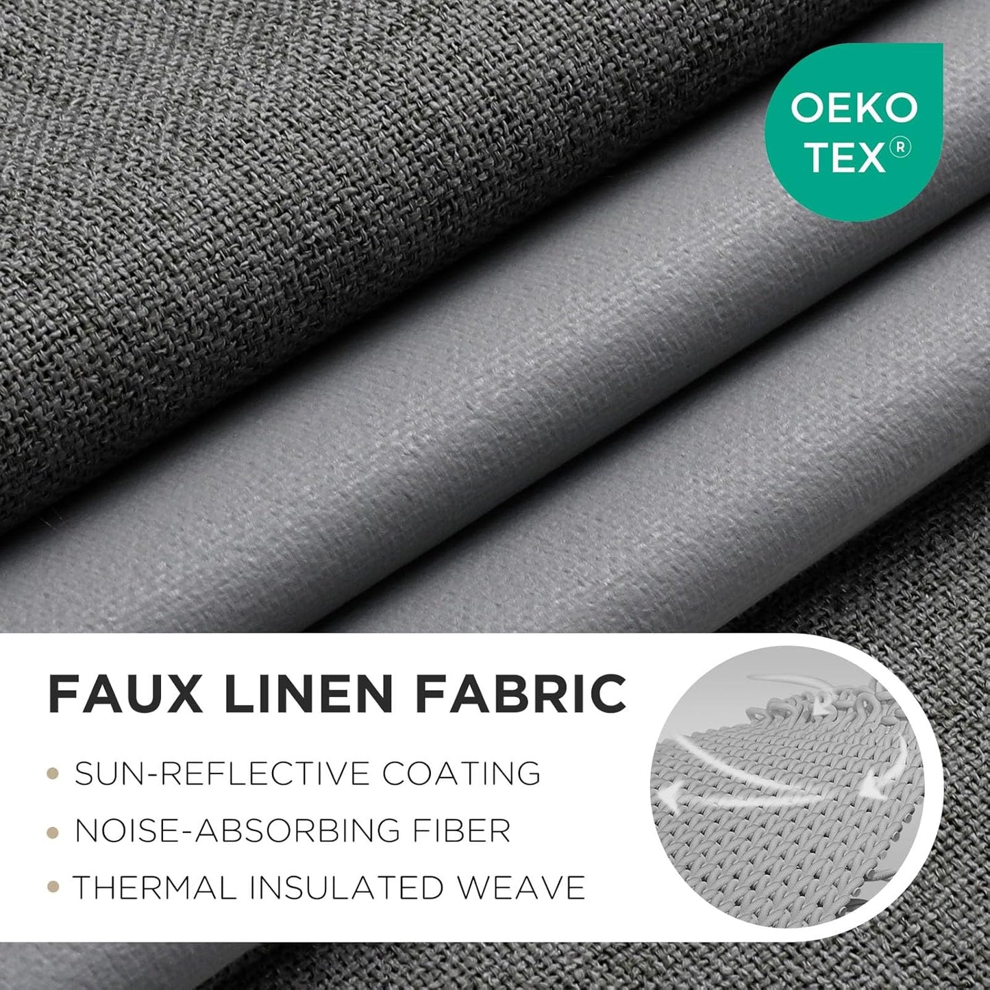 Joydeco Blackout Curtains 63 Inches Long 2 Panels Burg, Room Darkening Curtains for Bedroom, 100% Black Out Textured Thermal Drapes Privacy Protection 2 Panels Set(W52 x L63 Inch, Grey)