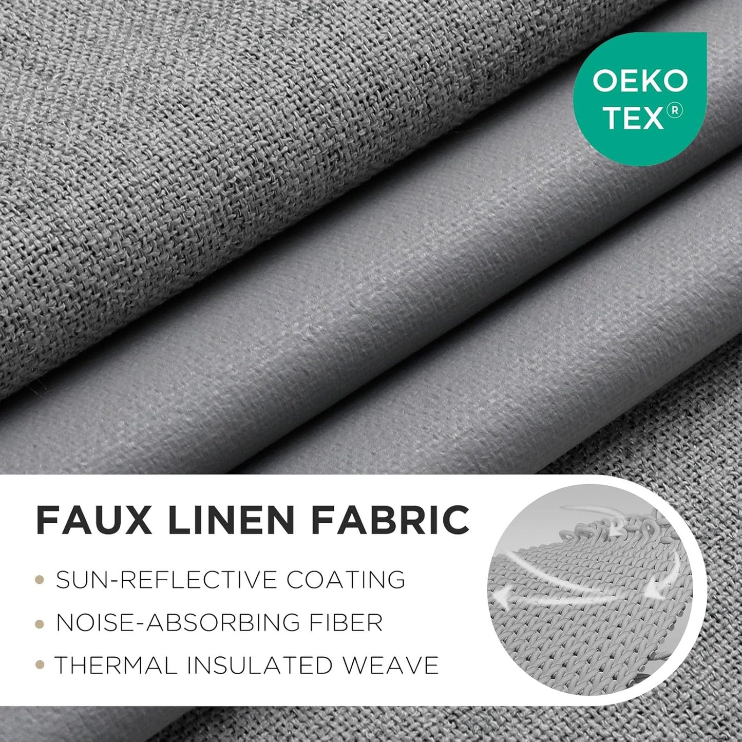 Joydeco Blackout Curtains 120 Inches Long 2 Panels Burg, Room Darkening Curtains for Bedroom, 100% Black Out Textured Thermal Drapes Privacy Protection 2 Panels Set(W52 x L120 Inch, Light Grey)