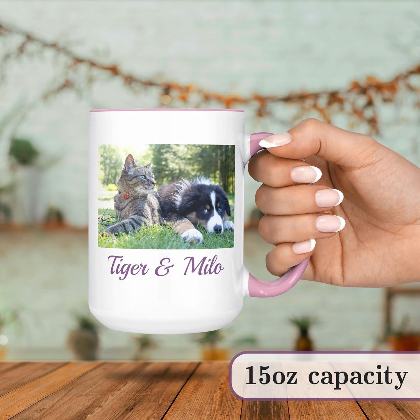 Personalized Mother's Day Coffee Mug, Custom Mum Photo Text 15 Oz Ceramic Mug, Customized Mom Gift Idea Picture Name Cup, Taza Cafe Personalizadas Fotos, Cute Gifts Mom Women Dad Men, Pink
