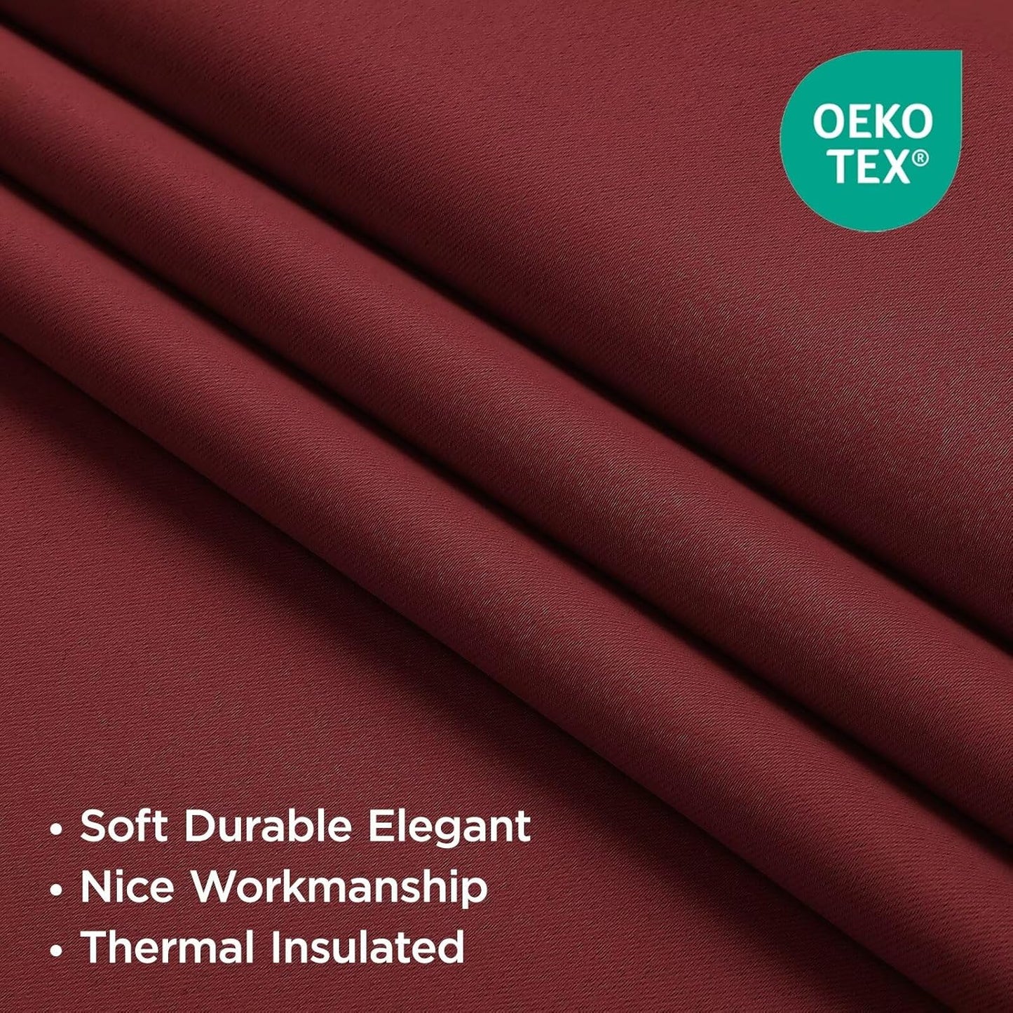 Joydeco Blackout Curtains 108 Inches Long, Thermal Insulated Black Out Curtains 2 Panels Set, Room Darkening Drapes for Living Room Window Rod Pocket Back Tab (W52 x L108 Inch, Burgundy Red)