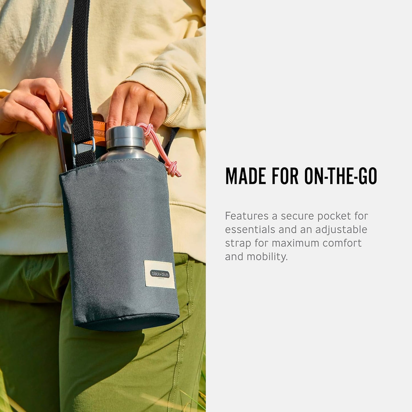 BLACK + BLUM Insulated Bottle Bag - Made with Recycled PET and BPA Free - Bottle Bag for On The Go, Slate