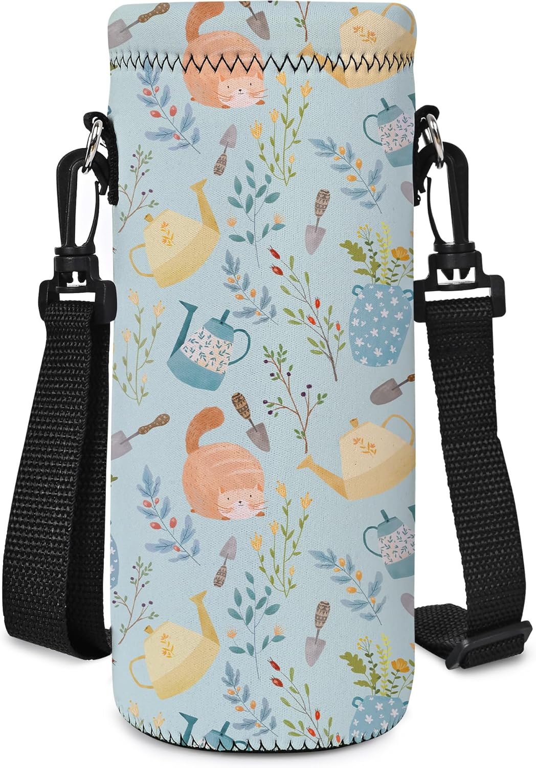 Neoprene Water Bottle Carrier Bag with Adjustable Shoulder Strap for Men Women Walking Hiking,Portable Insulated Holder Case for Stainless Steel/Glass/Plastic Bottles