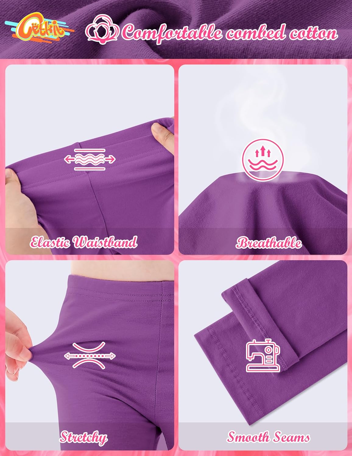 Girls Leggings Cotton Leggings for Toddler Footless Girls Pants Stretchy Baby Girl's Pants Infant Basic Leggings Size 6M -14Y