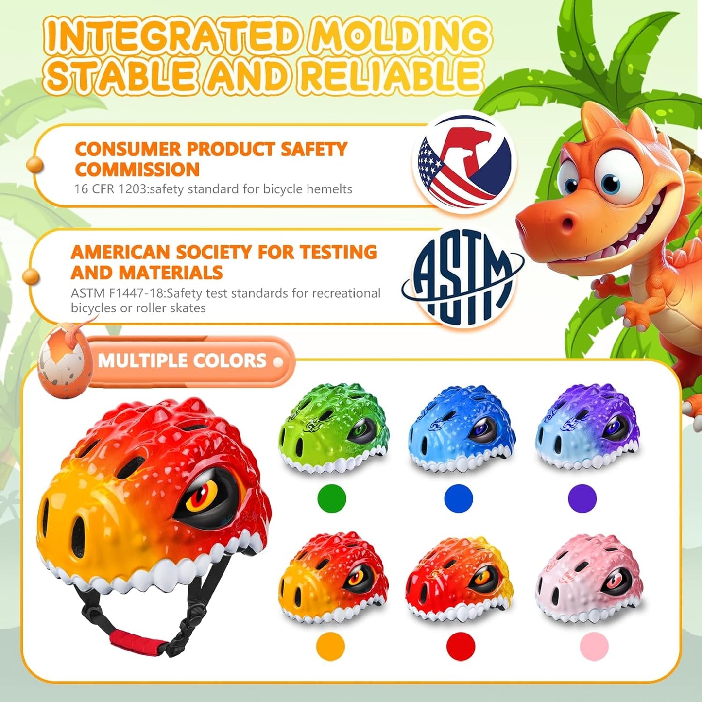 Toddler/Kids Bike Helmet Set for Boys Girls 3D Adjustable Kids Helmet Protective Gear Set Knee Elbow Wrist Pads and Multi-Sports Skateboard Scooter Cycling Roller Balance Bike