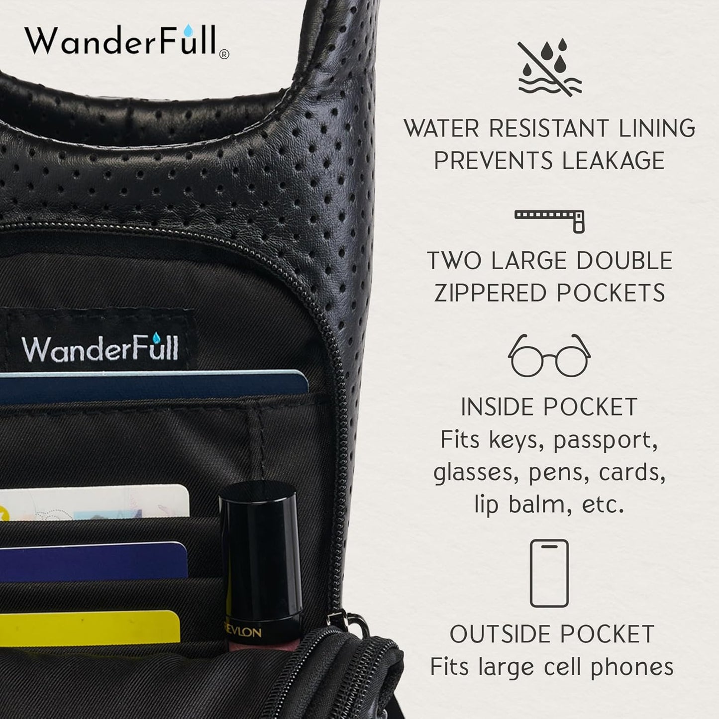 WanderFull® Original HydroBag® Collection, Water Bottle Holder w/Strap & Phone Pocket, Hands-Free Crossbody Water Bottle Bag