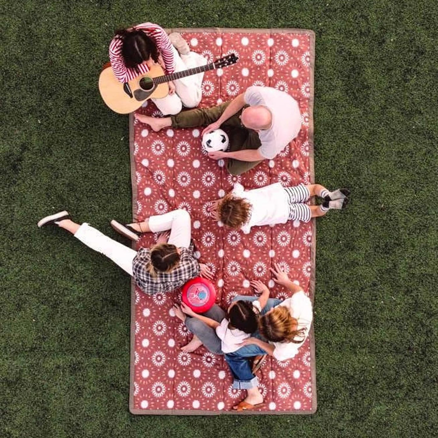 Little Unicorn 5'x5' Outdoor Family Picnic & Beach Blanket | Durable & Water-Resistant Fabric | Compact Fold & Easily Wipes Clean | Zipper Pocket (Sun Baked)