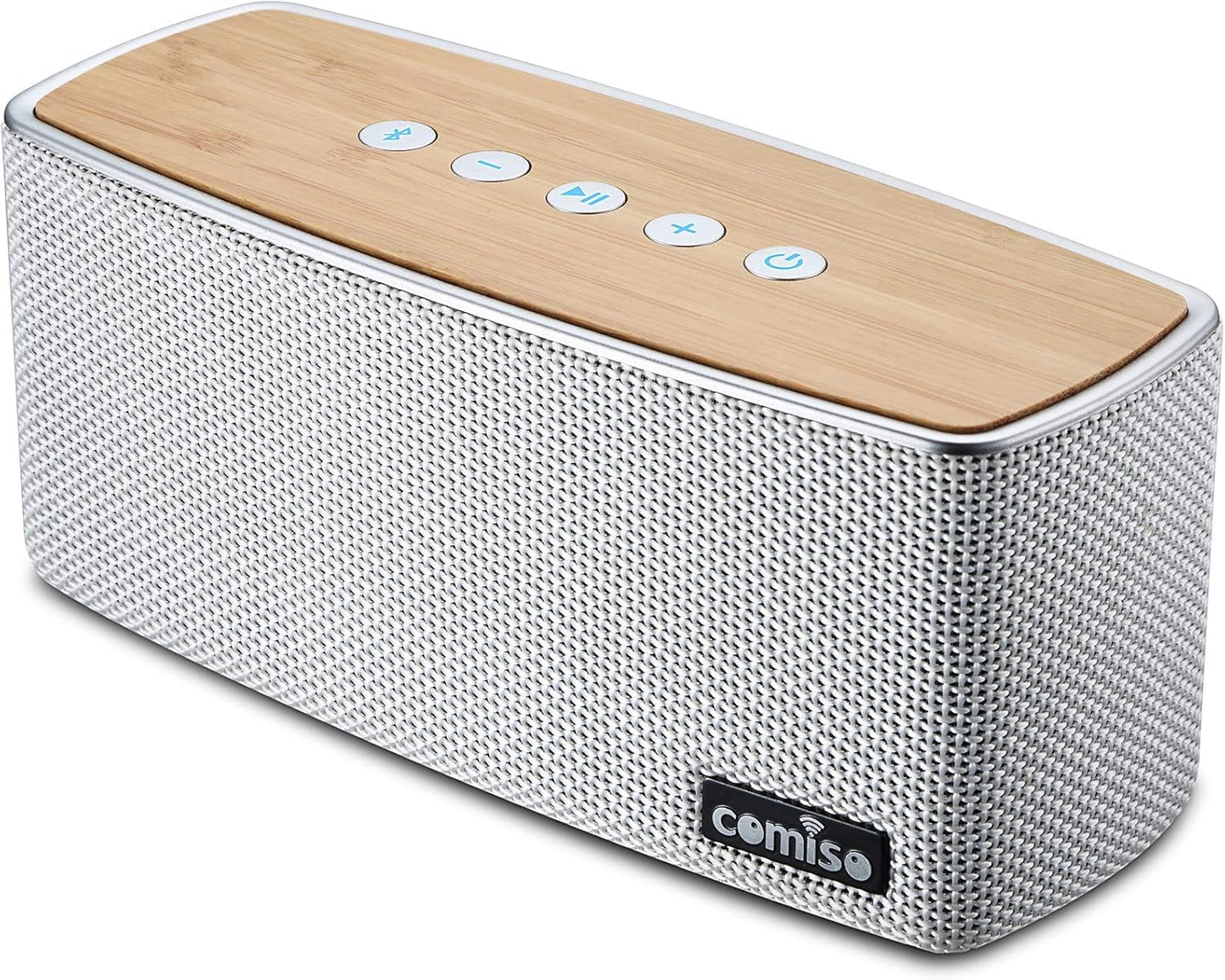 comiso Bluetooth Speakers, Portable Speaker 5.0 with 20W Stereo Sound, Wireless Stereo Pairing, Wood Bluetooth Audio with Subwoofer, 24H Playtime, Hands-Free, Great for Office, Home, Outdoor